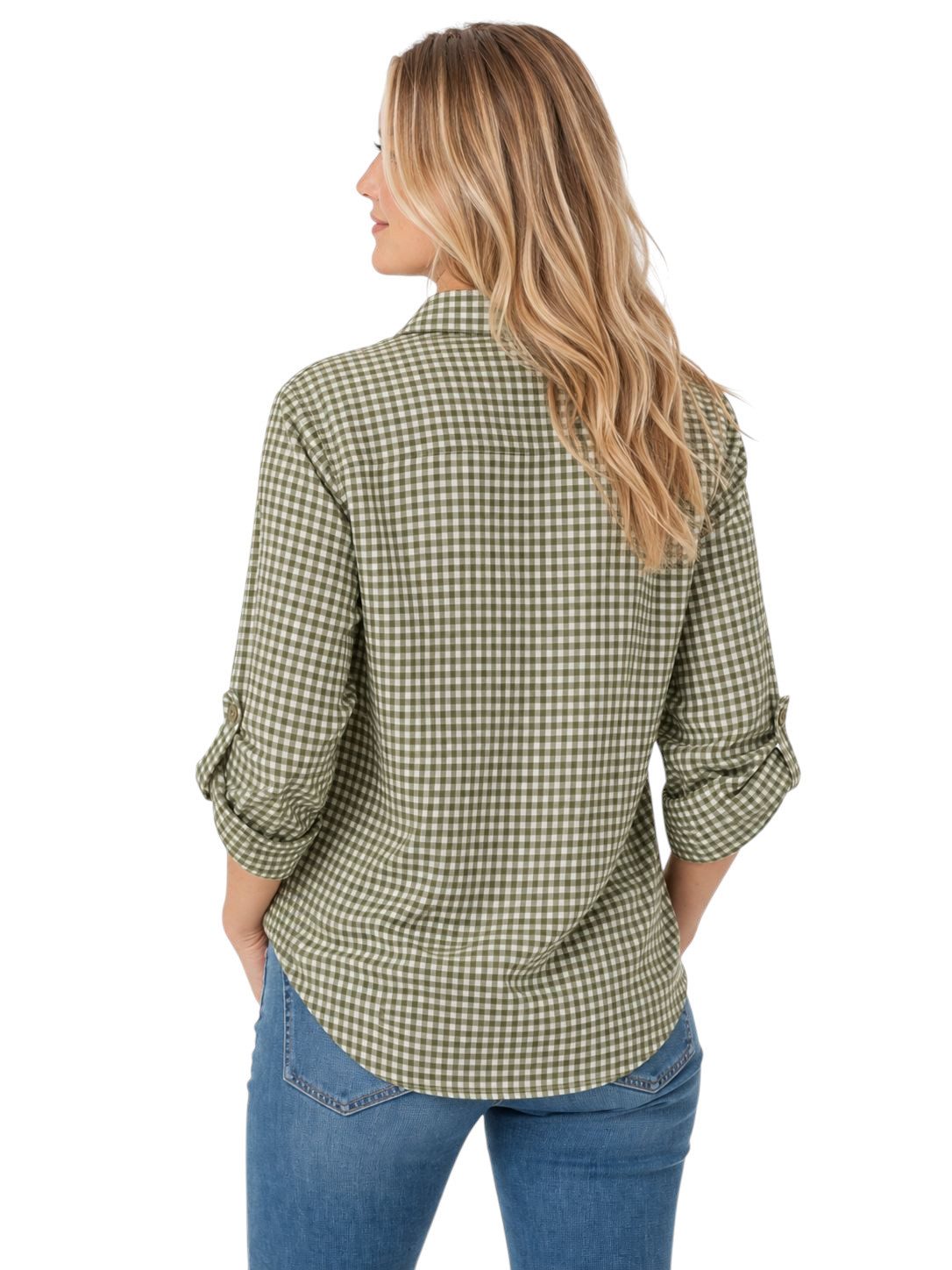 Mississhop Hemdbluse Damen Bluse kariert aus Baumwolle – Hemdbluse mit 3/4-Arm Gr. 36-40