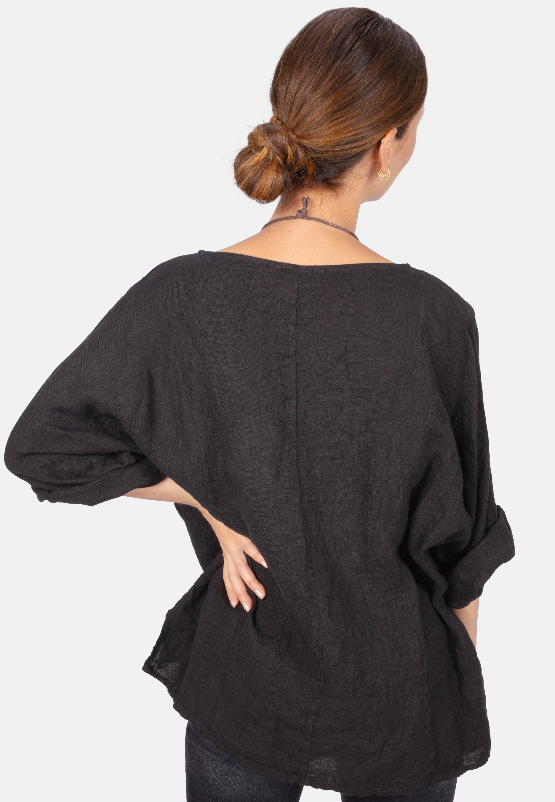 Seasons of April Kurzarmbluse LINA OVERSIZED Weit geschnittene Leinenbluse