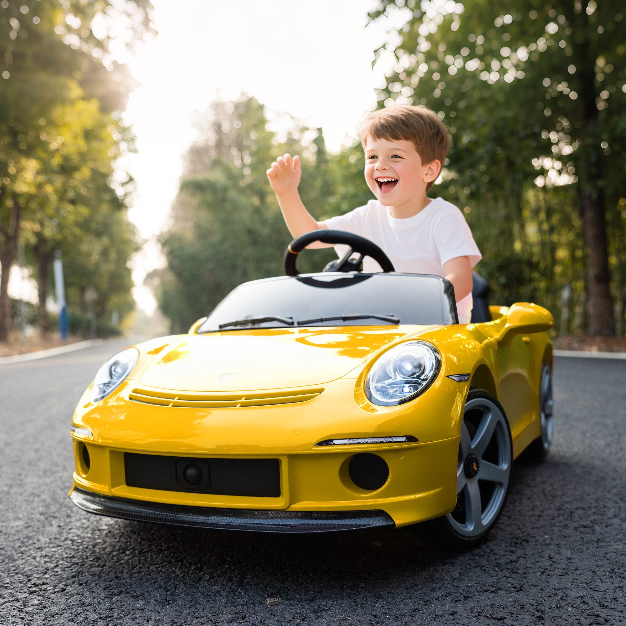 AIYAPLAY Elektro-Kinderauto 12V Kinderauto mit Fernbedienung, Belastbarkeit 30 kg, (1-tlg), für 3-5 Jahre Kinder, Gelb