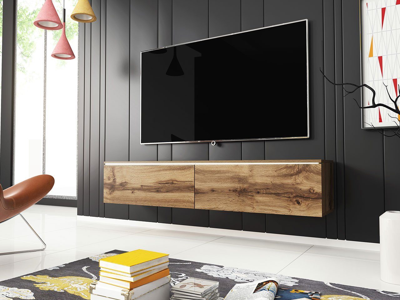 MIRJAN24 TV-Schrank D140 Fernsehschrank, Grifflose Öffnen, günstig online kaufen