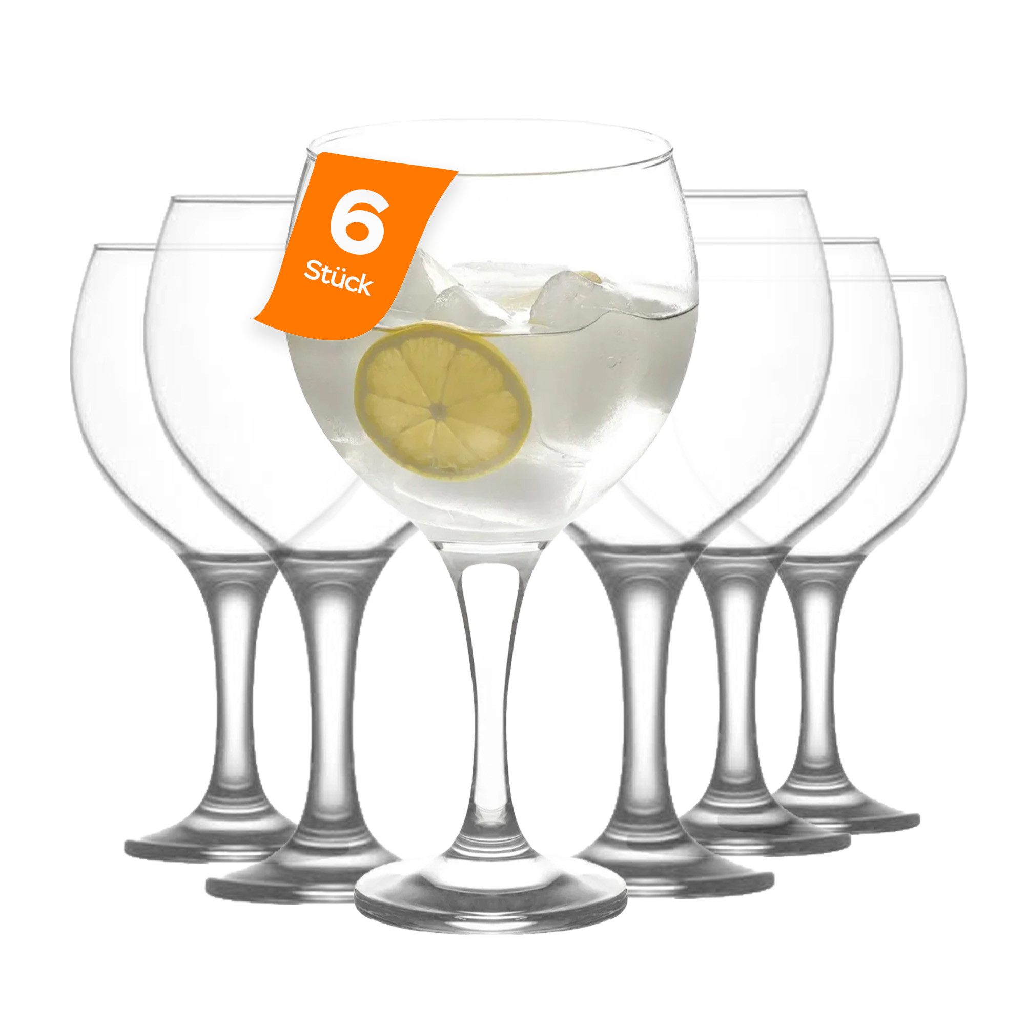 LAV Gläser-Set Misket Allzweckgläser 645ml mit verlängertem Stiel, 6-tlg., Glas, 6er-Set, 645ml, verlängerter Stiel, Ideal für Wein, Cocktails