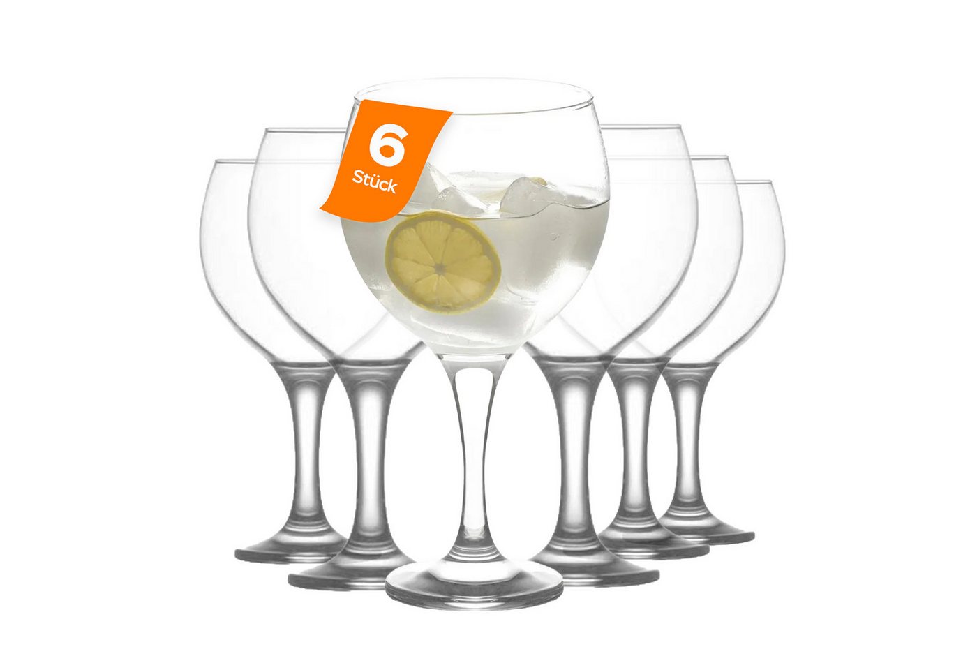 LAV Gläser-Set Misket Allzweckgläser 645ml mit verlängertem Stiel, 6-tlg., Glas, 6er-Set, 645ml, verlängerter Stiel, Ideal für Wein, Cocktails