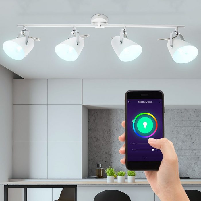 etc-shop Smarte LED-Leuchte Decken Spot Leuchte Wohn Zimmer steuerbar per App Sprache Handy im Set
