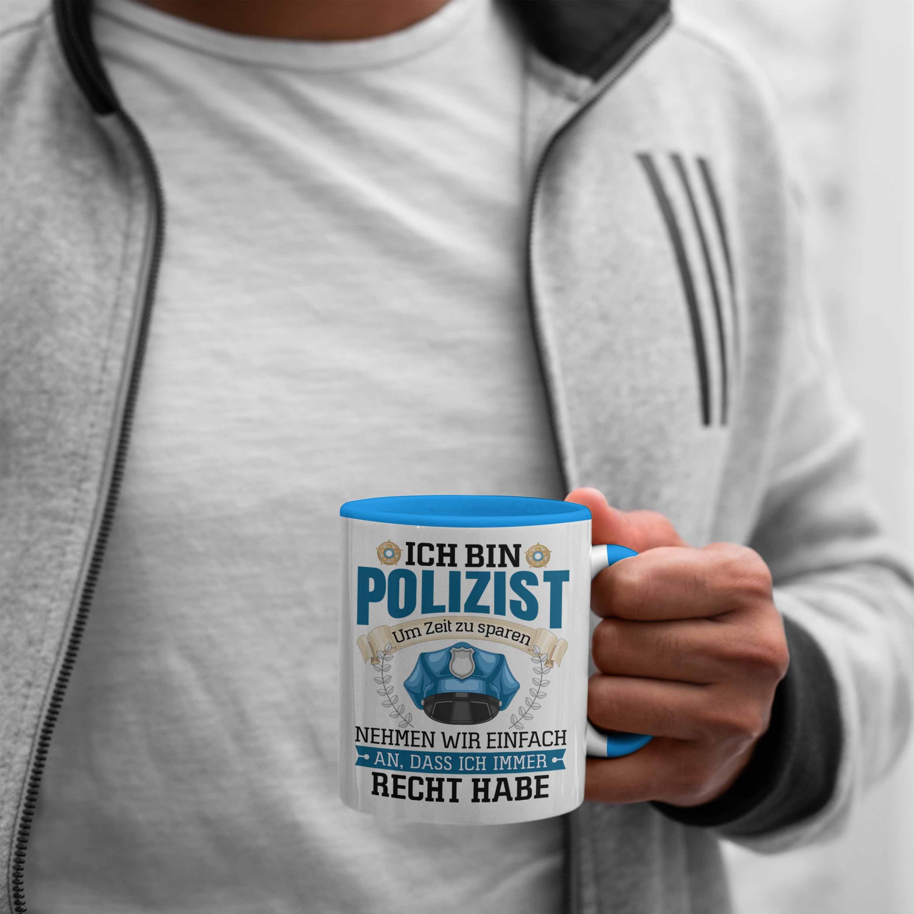Trendation Tasse Polizist Geschenk Spruch Blau Lustiger Polizei Männer Bester Tasse