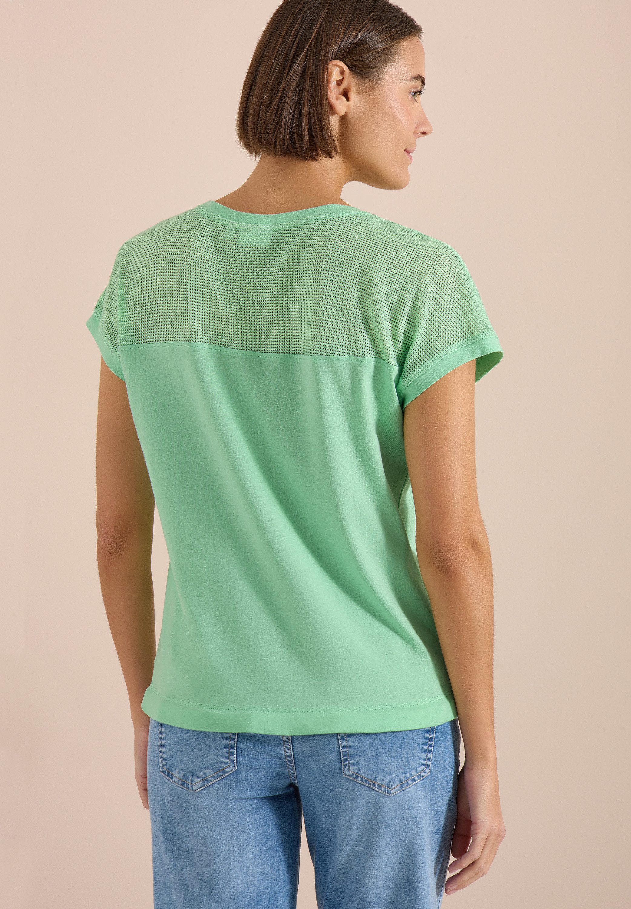 CECIL T-Shirt Sommerliche Leichtigkeit durch das Mesh-Detail