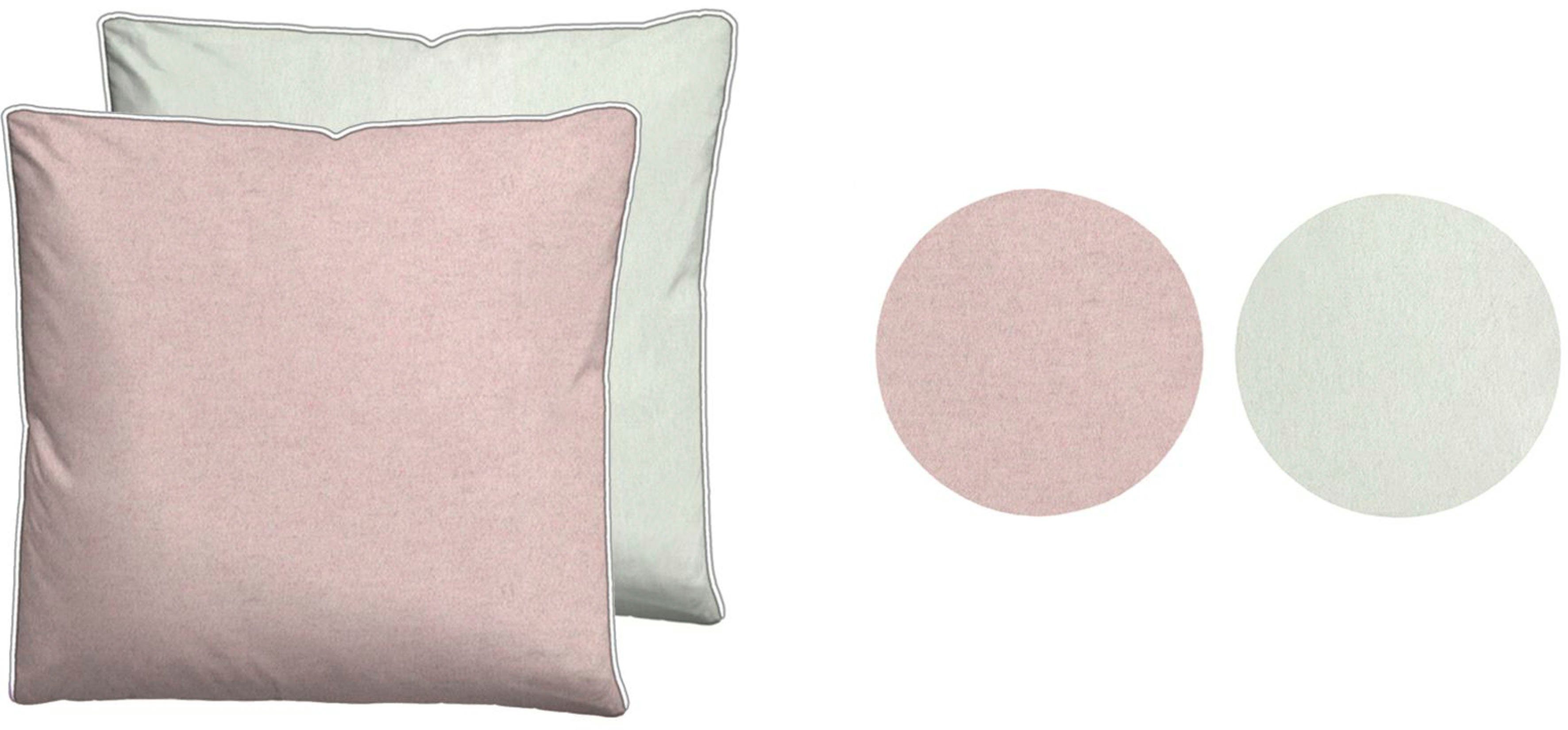 Biberna Kissenbezug Hermal Flanell mit Reißverschluss, Melange-Optik, Wendekissenbezug, (1 Stück), Feinflanell, Made in Germany zertifiziert, kuschelig weich, mit Paspel