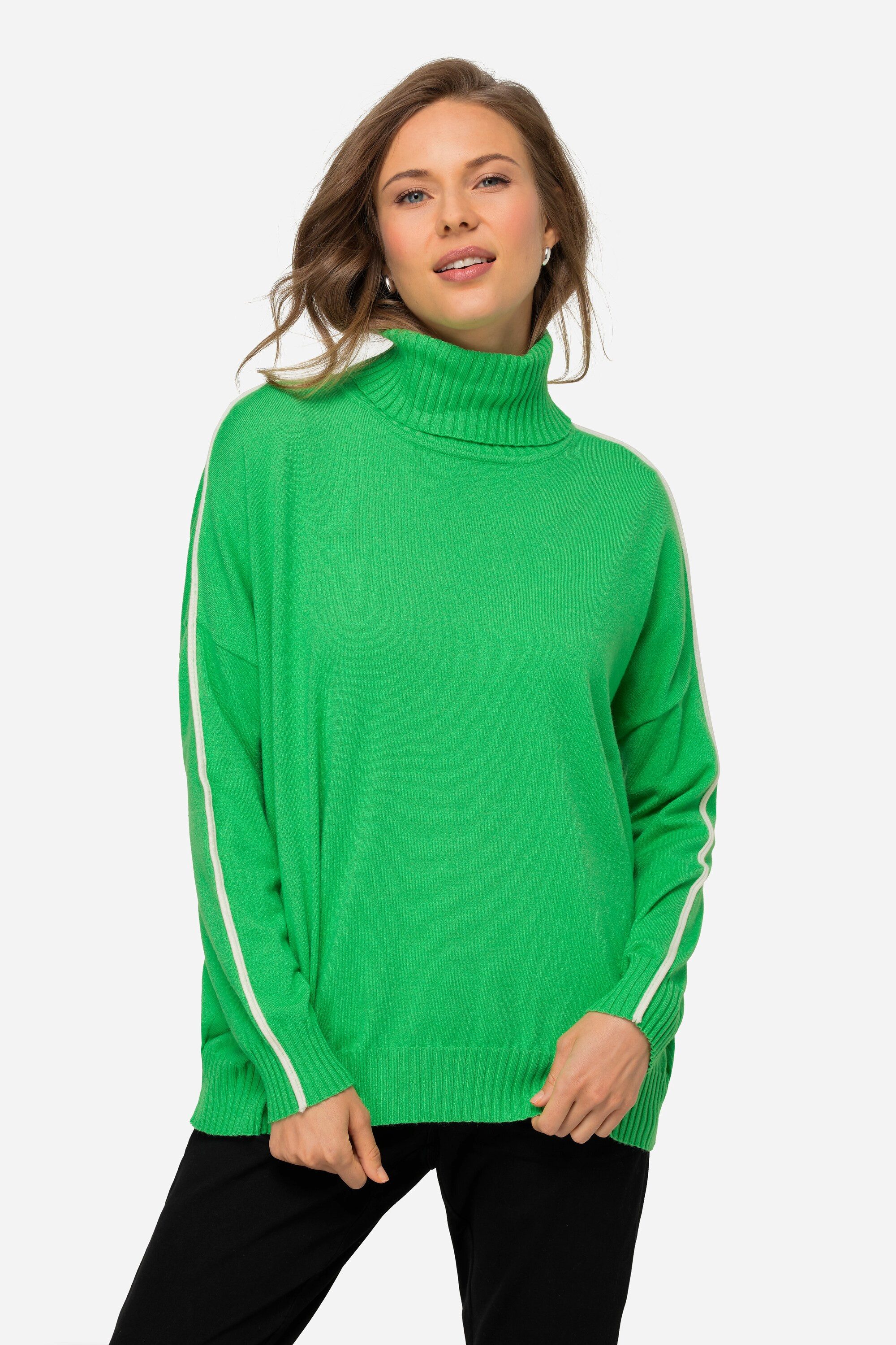 Laurasøn Strickpullover Pullover Stehkragen Langarm Schmuckstreifen günstig online kaufen