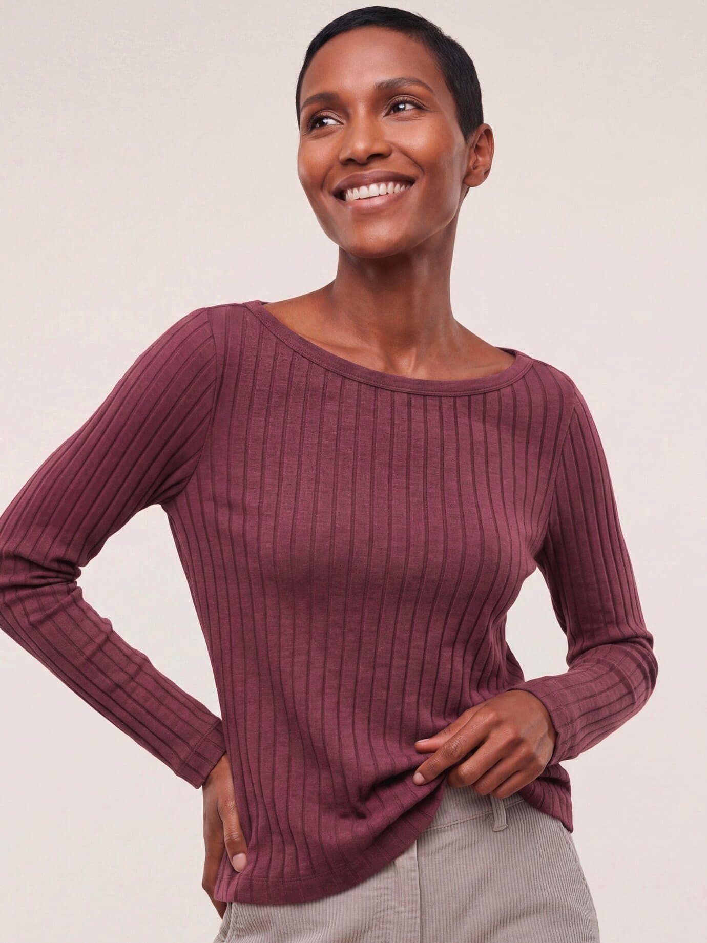 Walbusch Langarmshirt Damen Shirt mit Rippenstruktur LA U-Boot-Ausschnitt Langarm, pflegeleicht – Bild 3 von 4