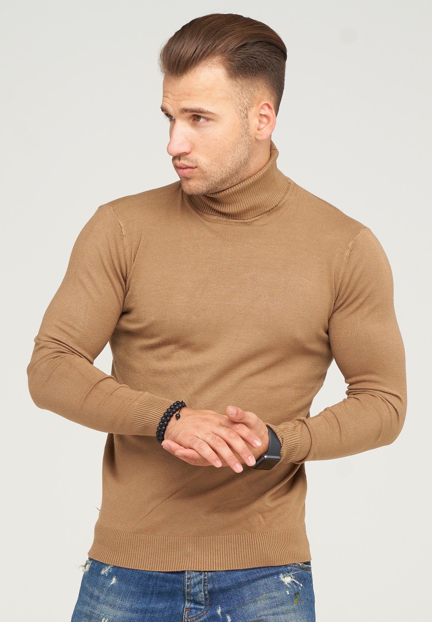 behype Rollkragenpullover TIBERIUS im modischen Slim Fit-Schnitt