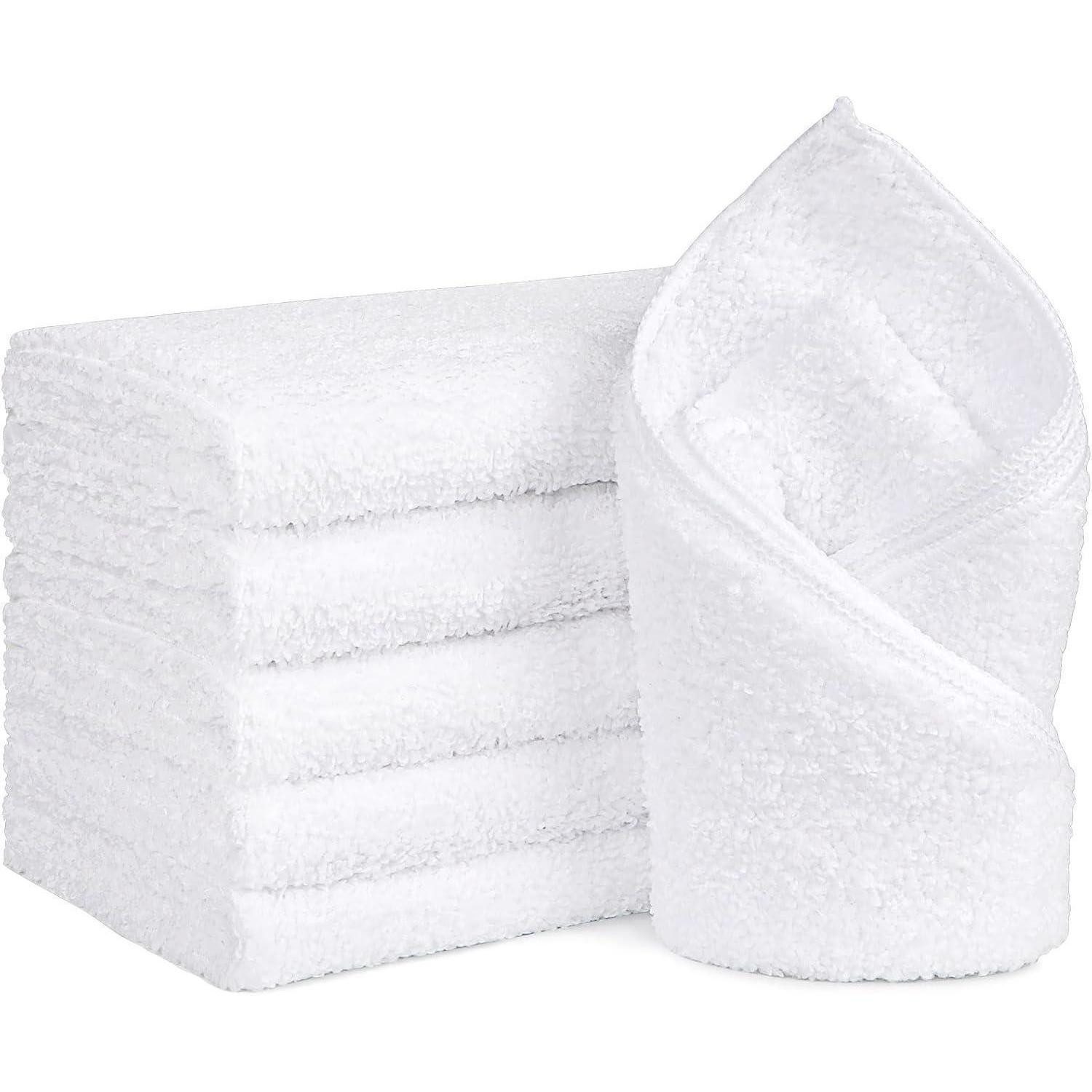 LuxusKollektion Sporthandtuch 6er Pack weiße Mikrofaser Handtücher 16x28 Zoll - saugfähig, schnell