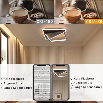 ZMH LED Deckenleuchte Dimmbar Modern für Wohnzimmer Esszimmer Büro Küche Flur, LED fest integriert, Tageslichtweiß, schwarz, 35*35cm