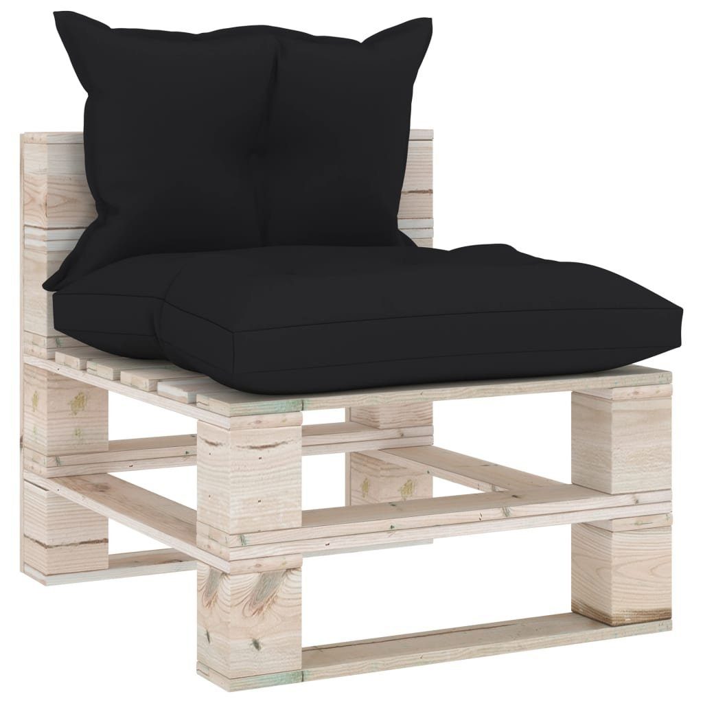 aus Schwarz mit Kissen Kiefernholz, Paletten 1 Teile vidaXL Loungesofa Garten-Mittelsofa