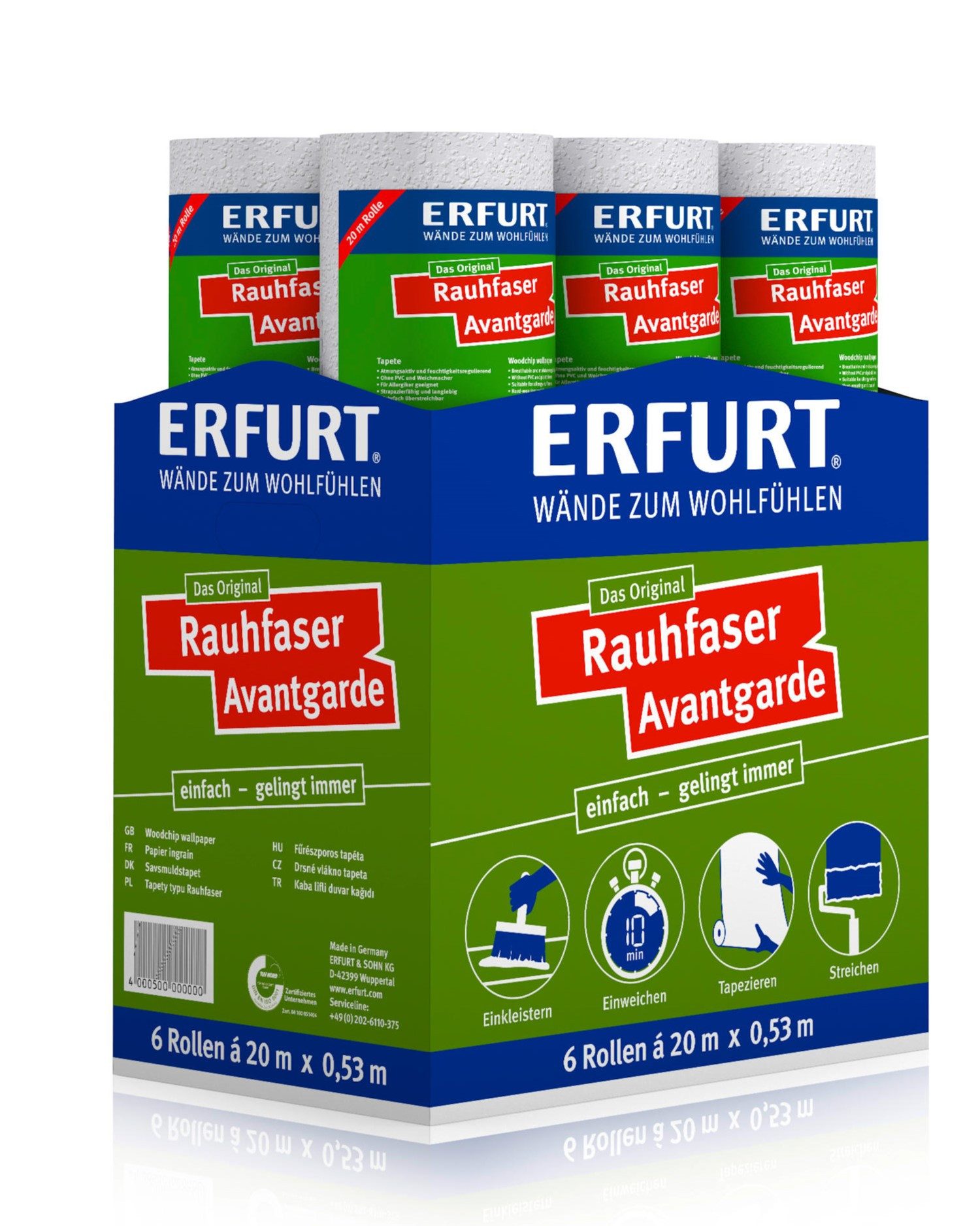 ERFURT Papiertapete Rauhfaser AVANTGARDE, 20 m x 0,53 m - 6 Rollen