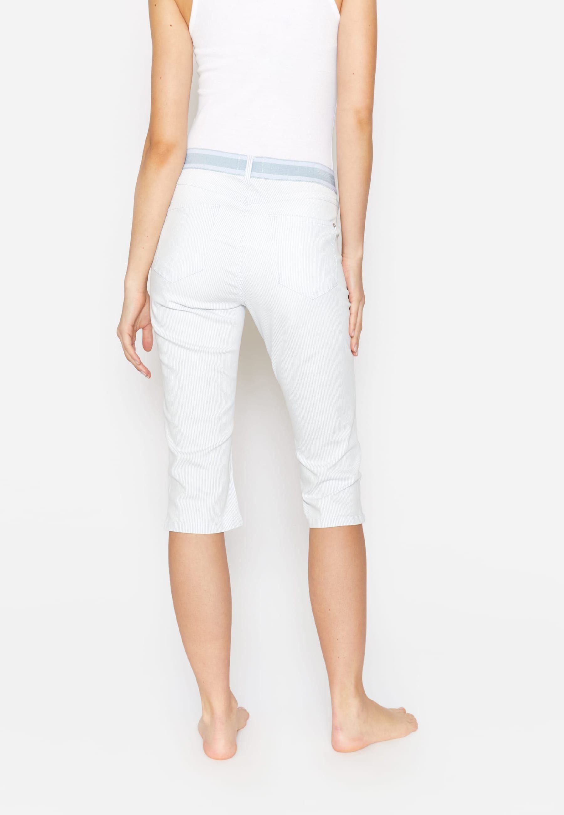 ANGELS Slim-fit-Jeans Jeans Anacapri Sporty mit Label-Applikationen weiß Dehnbund mit