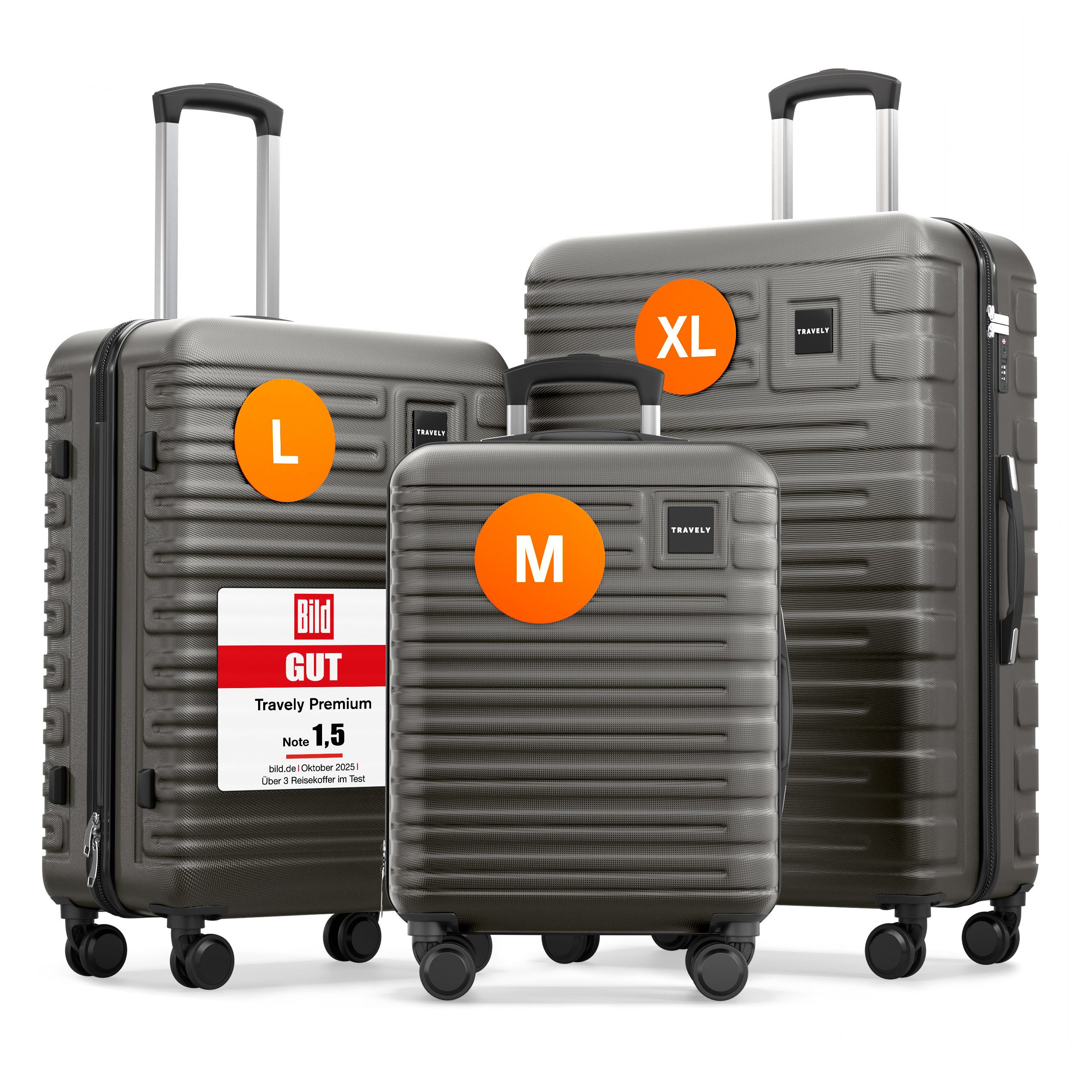 Koffer Polycarbonat Koffer Set - 3 teiliges Kofferset, XL + L + M