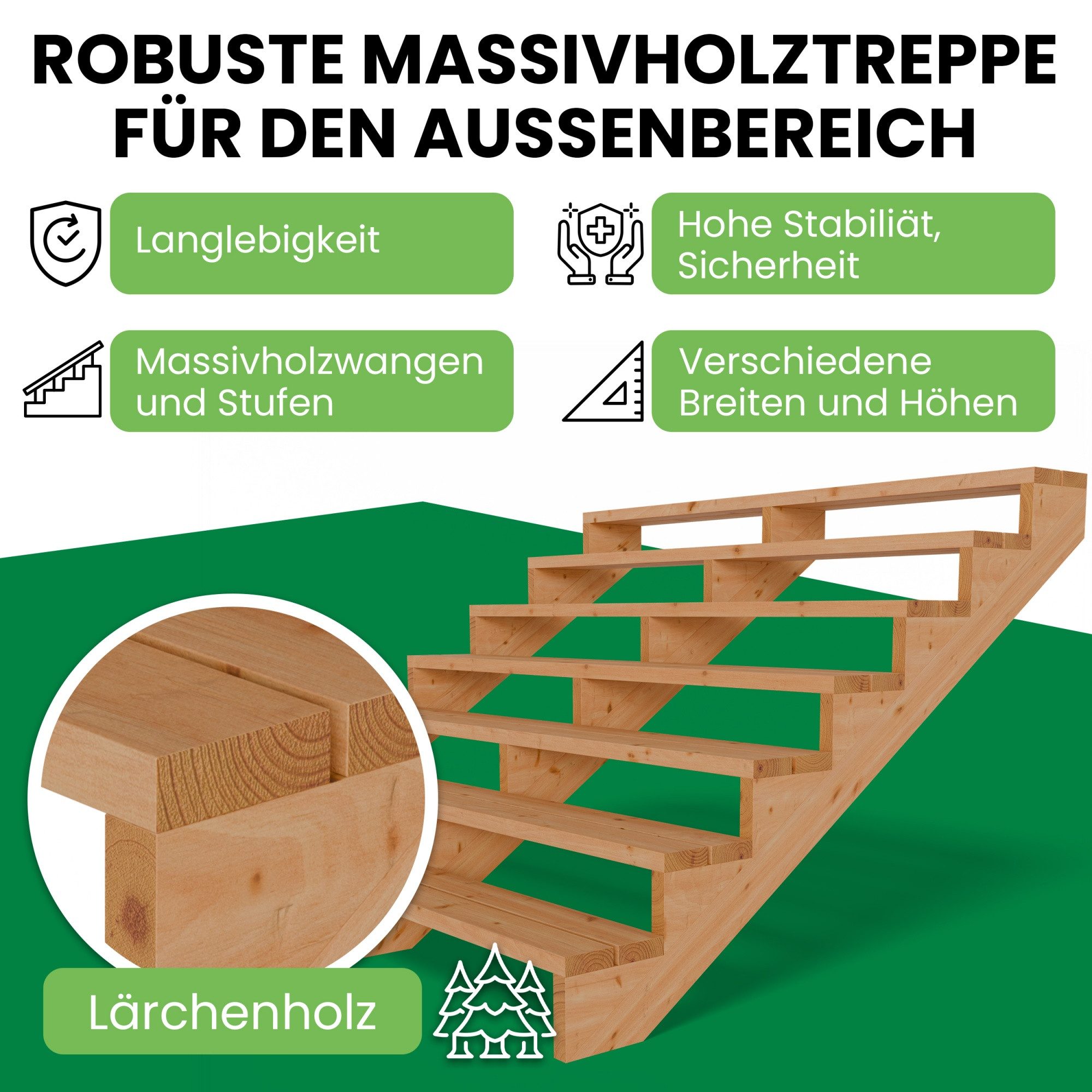 Gartenwelt Riegelsberger Außentreppe Terrassentreppe aus Lärche günstig online kaufen