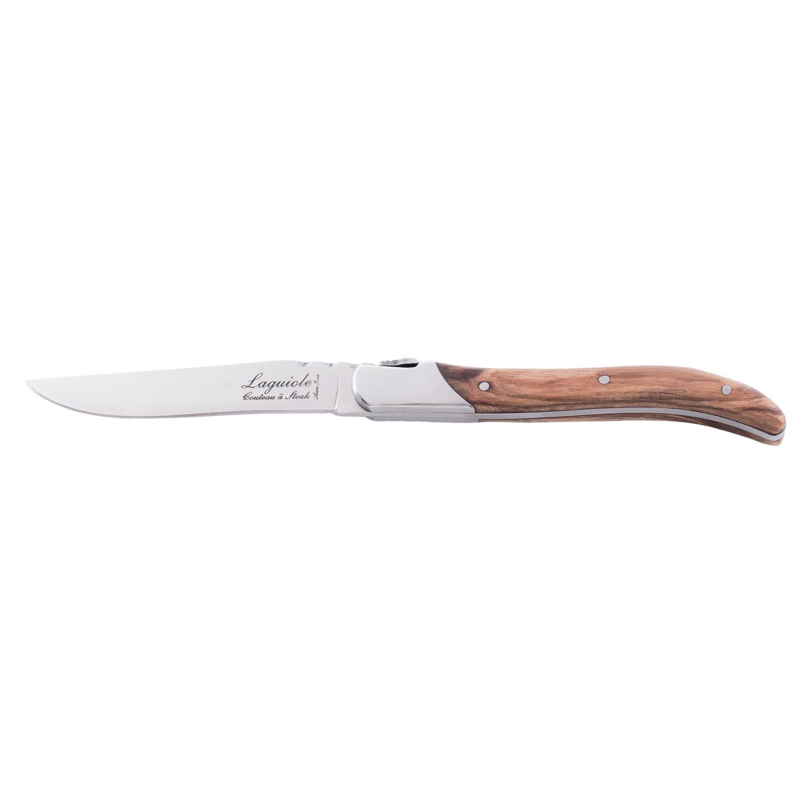 Laguiole Style de Vie Steakmesser LAGUIOLE STEAKMESSER SET "LUXIVIO", Edelstahl, Olivenholz, 6 Messer (6 Stück)