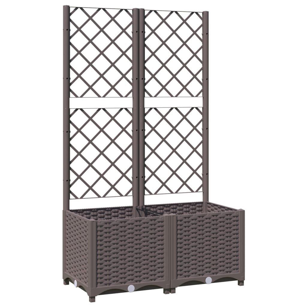 vidaXL Blumenkasten 80 x 40 x 136 cm Pflanzkübel mit Rankgitter Braun 80x40x136 cm Kunstst