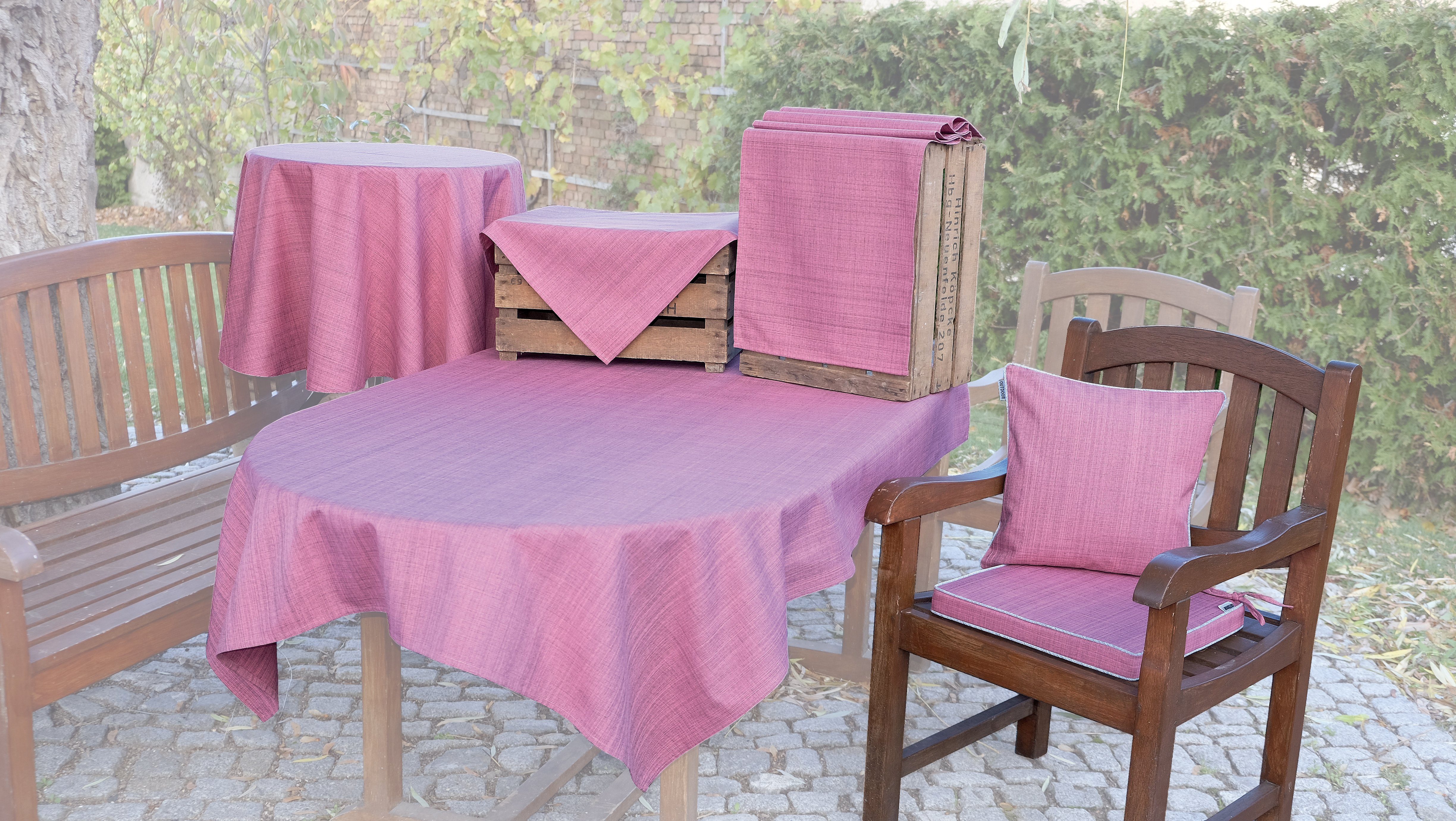 Gartentischdecke Tischwäsche wetterbeständig für Outdoor altrosa Drinnen, meliert Draussen und TextilDepot24