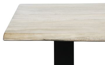 dynamic24 Esstisch, Tisch 140 x 80 cm Platte hell gekälkt Gestell schwarz Akazie Braun