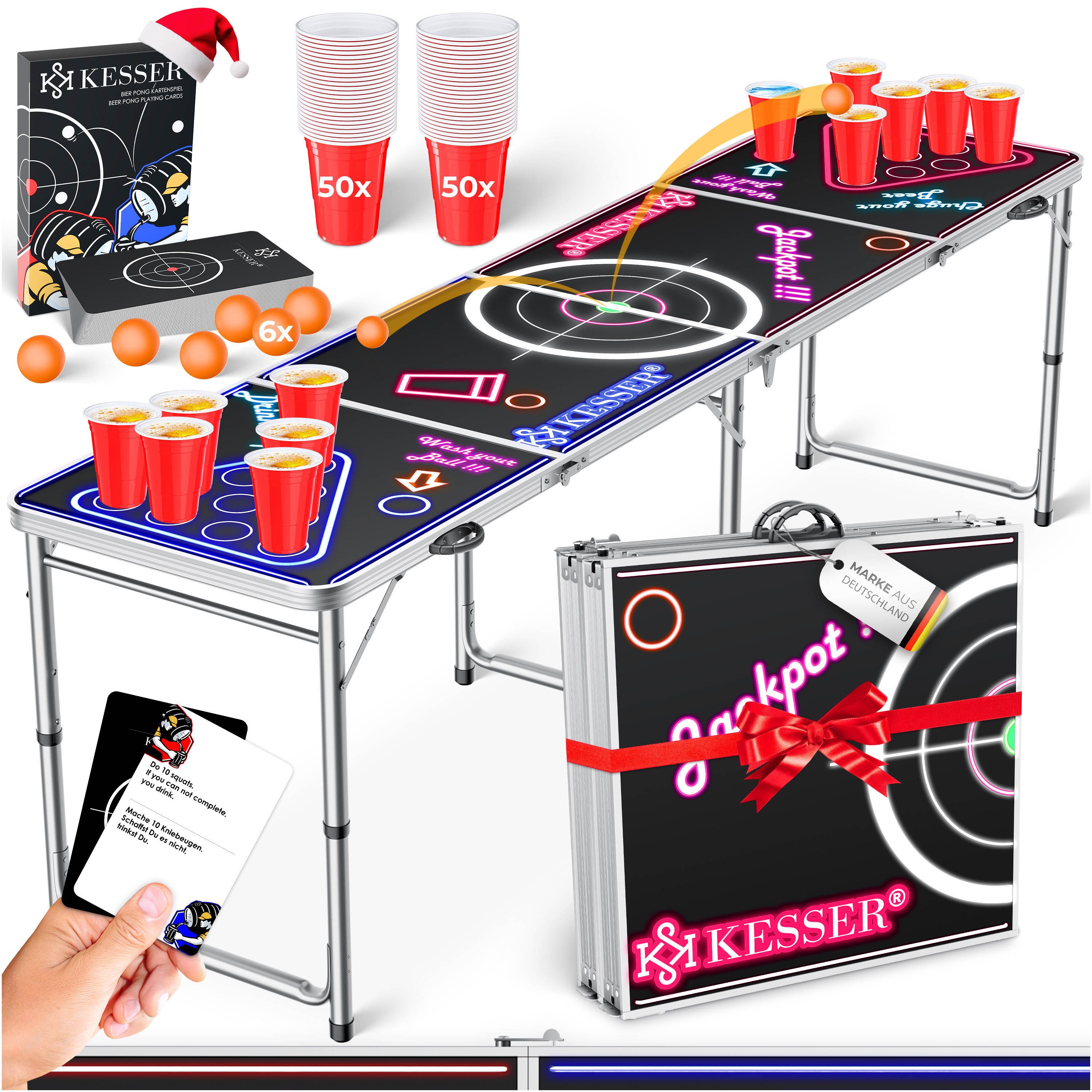 KESSER Klapptisch, Bier Pong Tisch Set mit Kartenspiel Trinkspiel inkl.100 günstig online kaufen