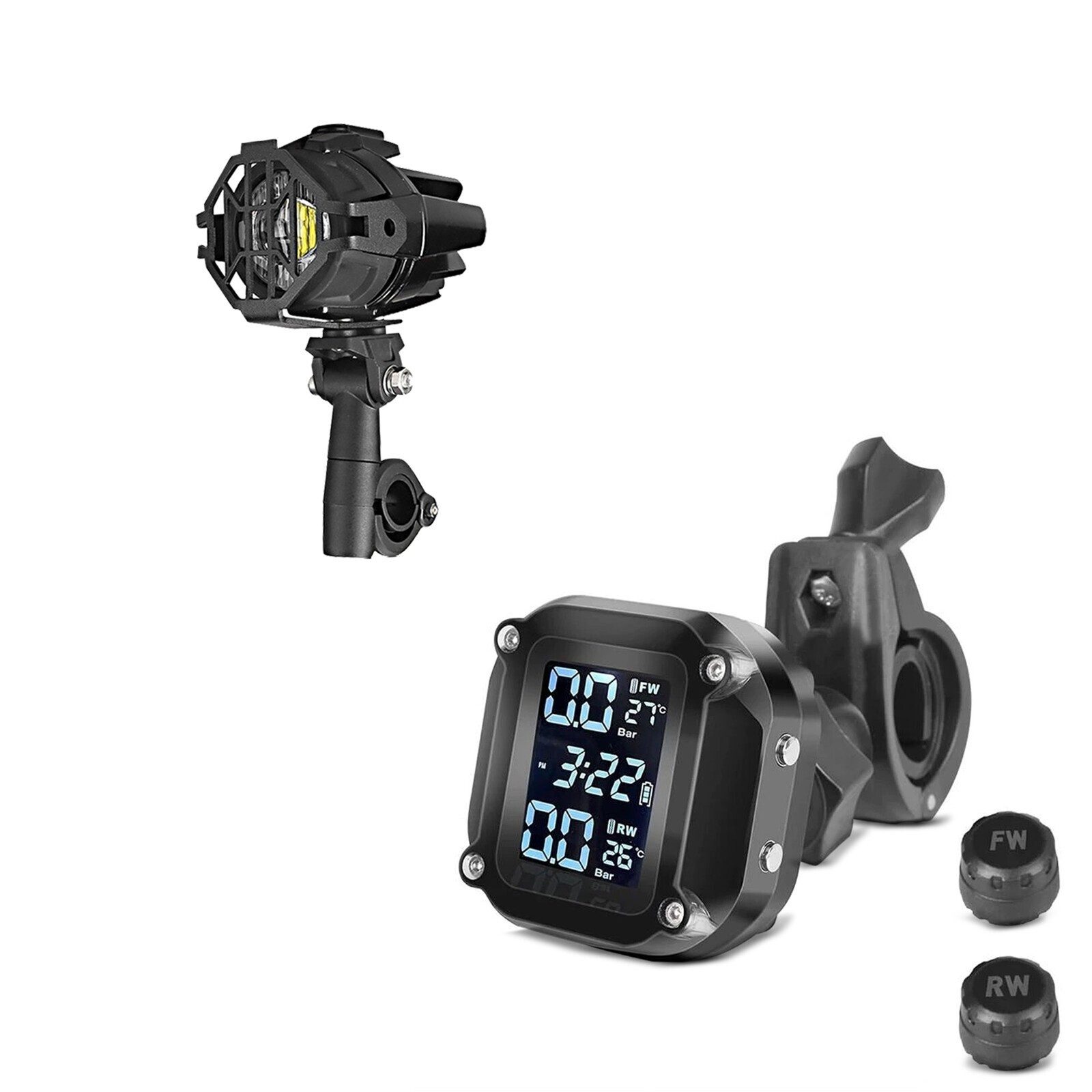 Lumitecs Halter Set: LED Zusatzscheinwerfer S22X + Reifendruckkontrollsystem RDKS