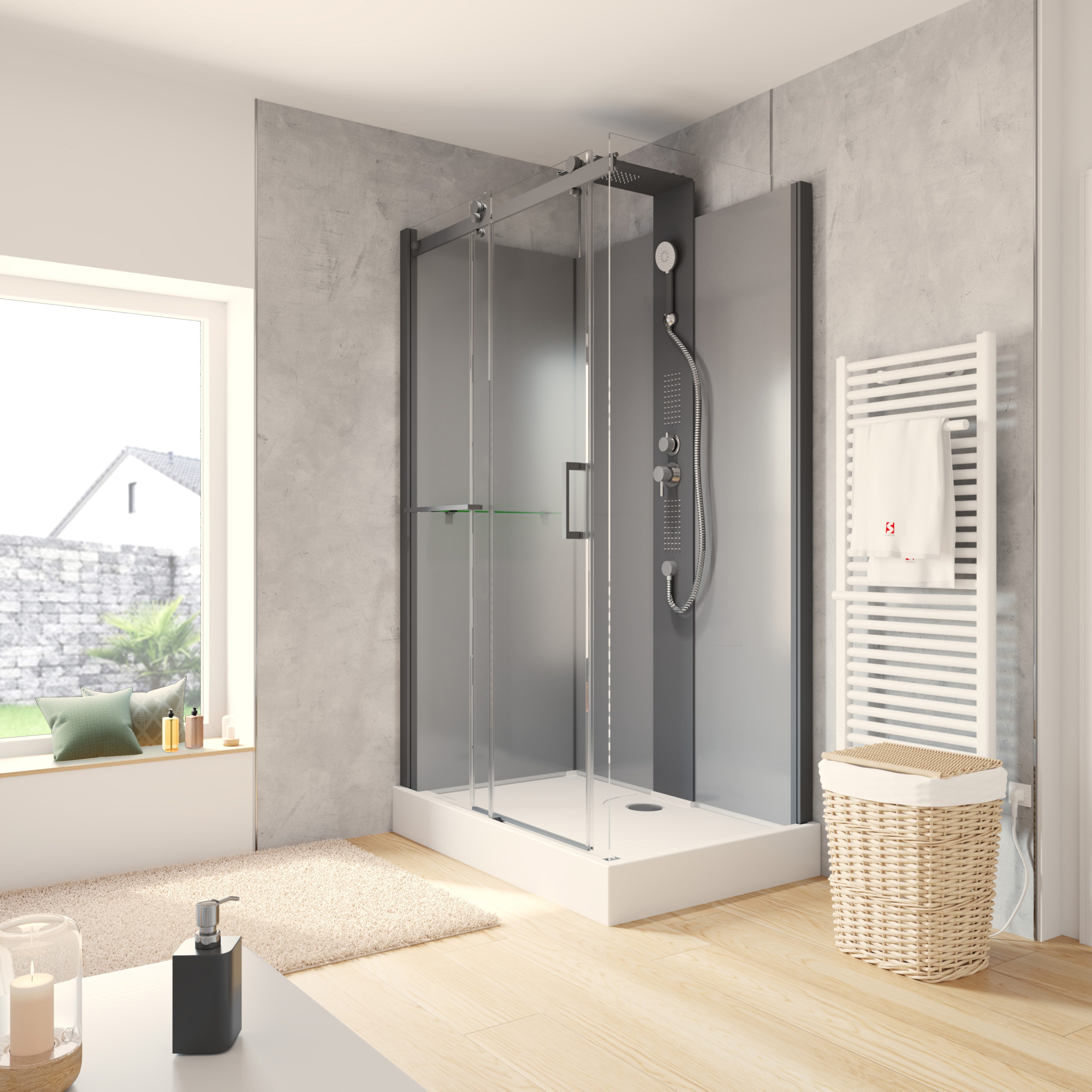 Schulte Komplettdusche Korsika, BxT: 120x80 cm, Sicherheitsglas, Komplett-Set, inkl. Duschwanne (16 cm hoch), Eckdusche, Schiebetür
