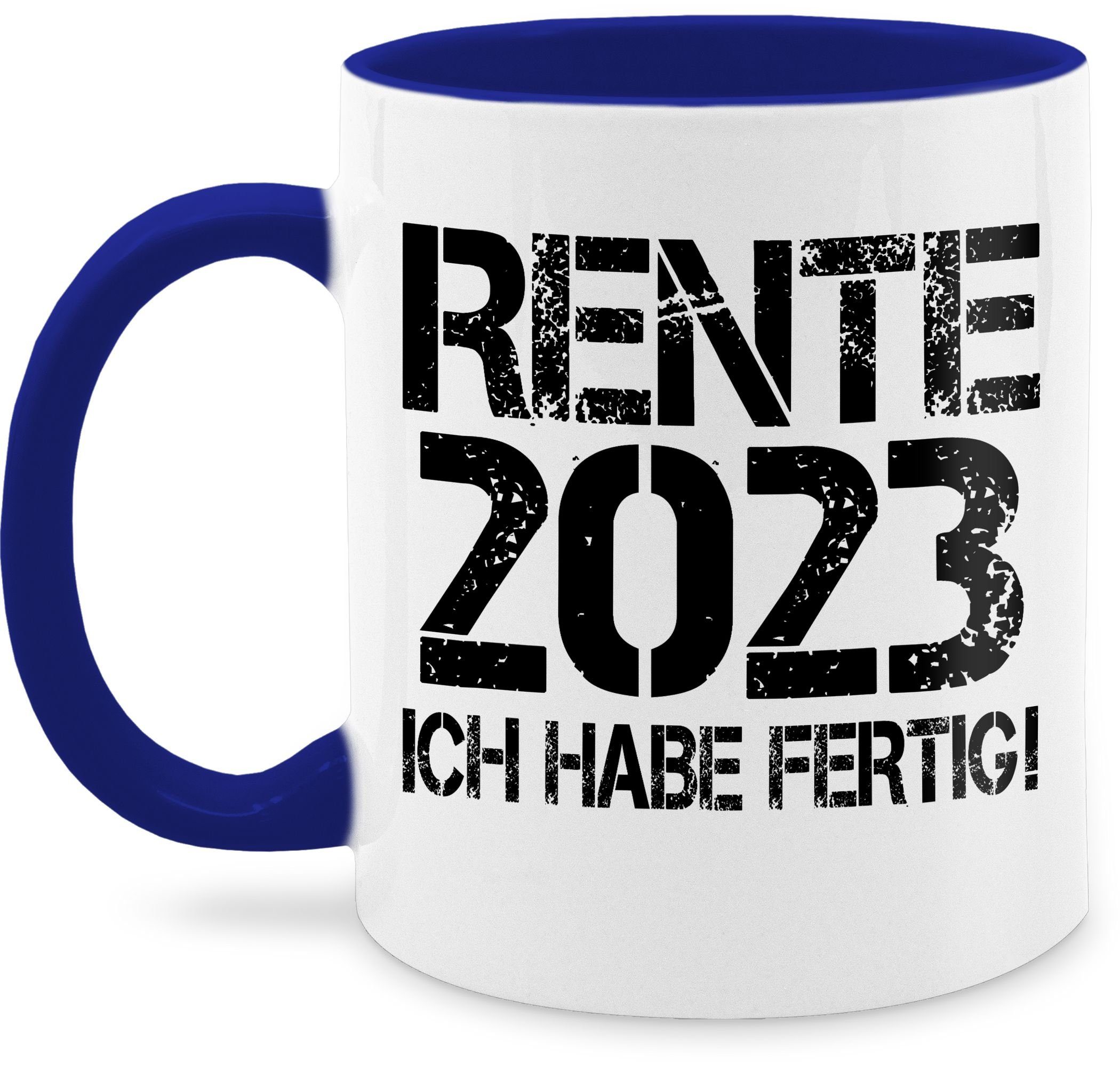 Shirtracer Tasse Rente 2023 - schwarz, Keramik, Rente Geschenk Kaffeetasse 1 Dunkelblau | Teetassen