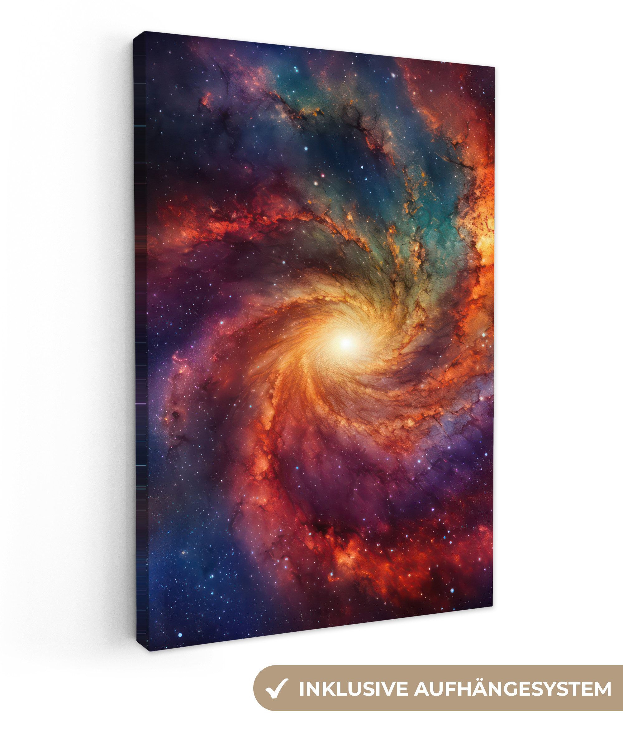 OneMillionCanvasses® Leinwandbild Sternenhimmel - Weltraum - Galaxie - Neon, Fotodruck (1 St), Gaming Bilder, Wandbild Gamingzimmer, Deko Wandbilder Gamer 20x30 cm