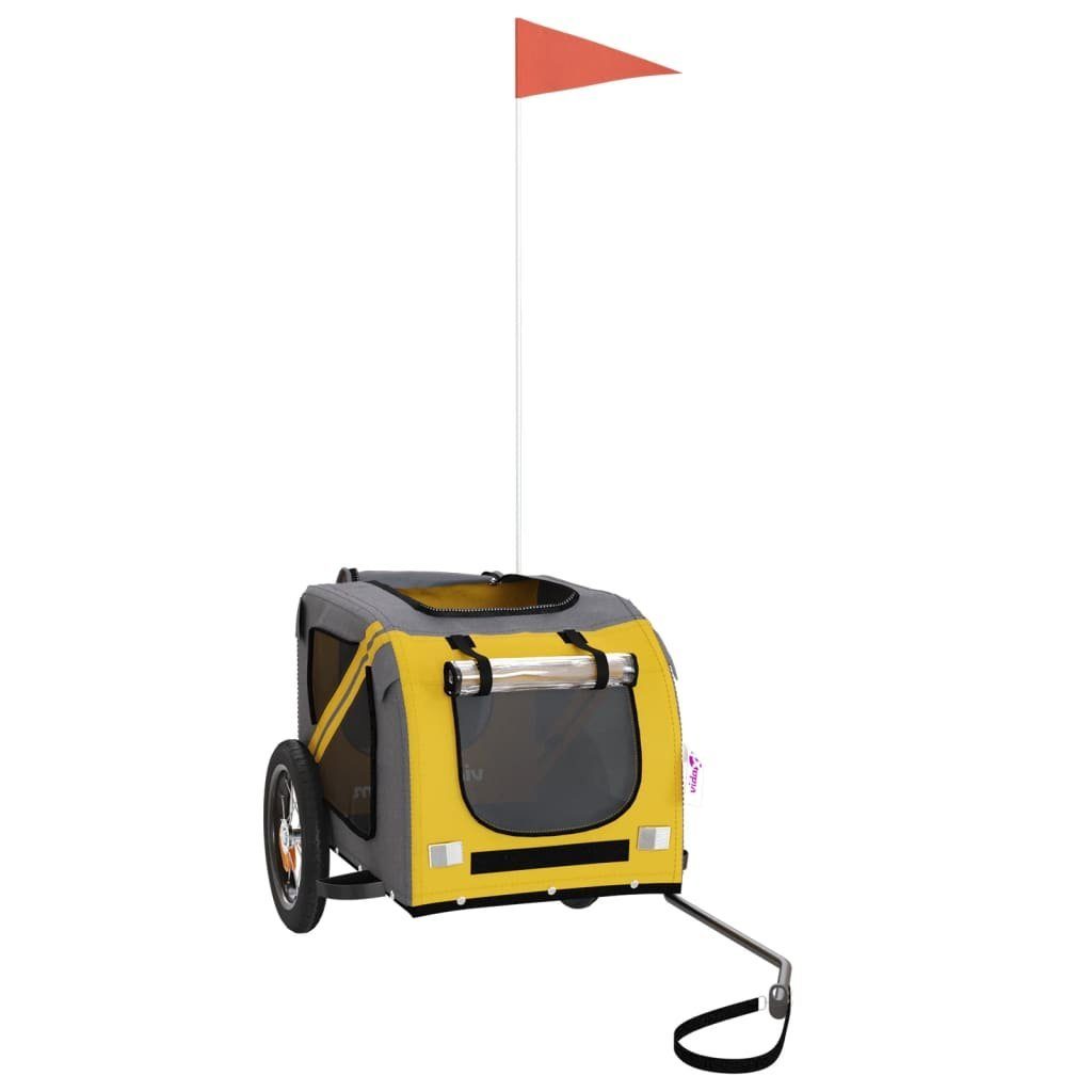 vidaXL Bicycle Dog Trailer 30 kg Bicycle Trailer for Dogs Yellow and Grey Oxford Fabric and Iron
