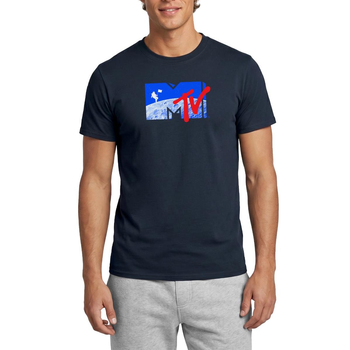 T-Shirt MTV Logo Cooles Mond-Design Mit Astronaut Männer T-Shirt