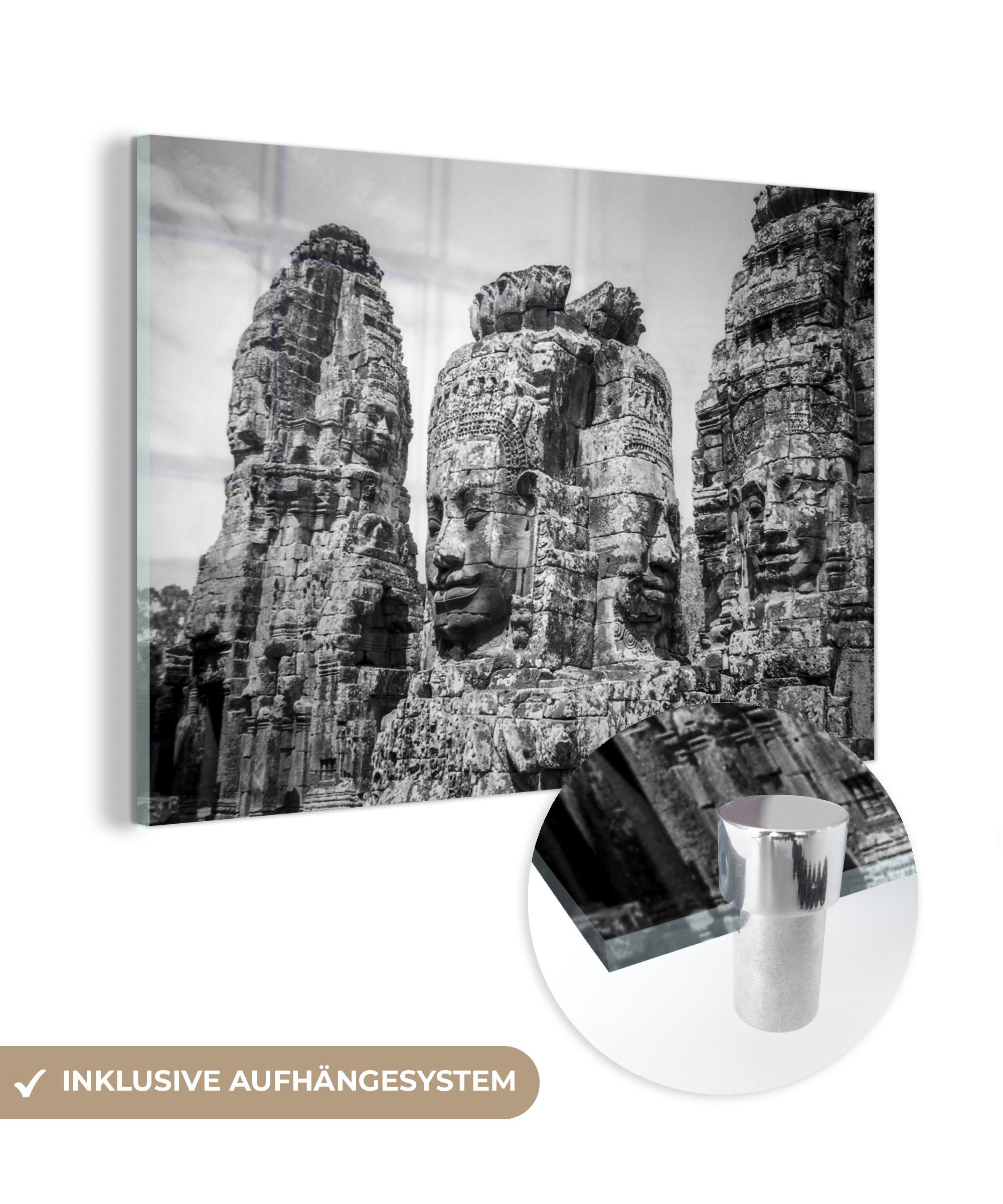MuchoWow Acrylglasbild Bayon-Tempel St), (1 & Wohnzimmer Schlafzimmer Acrylglasbilder mit Buddhas