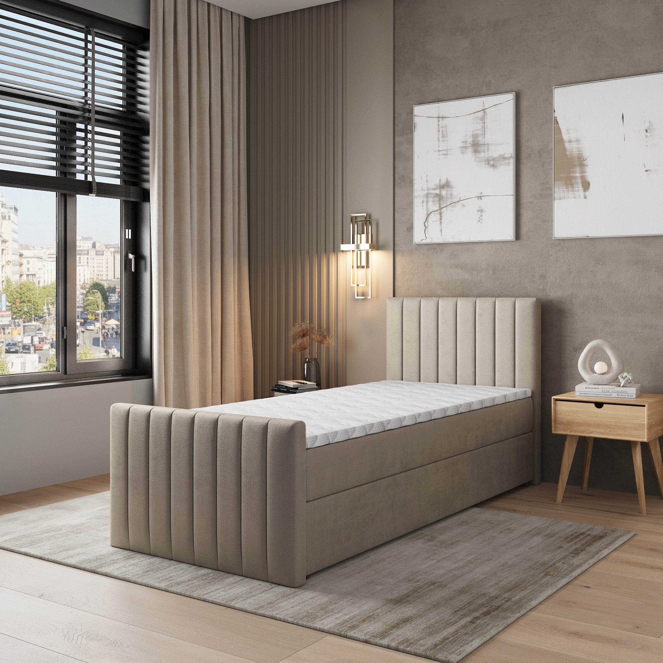 Masseno Boxbett ARION 80x200 cm mit Bonell Matratze und Topper