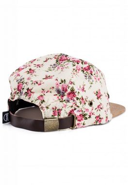 Blackskies Snapback Cap Florale 5-Panel Cap Sakura - Weiß-Floral-Suede