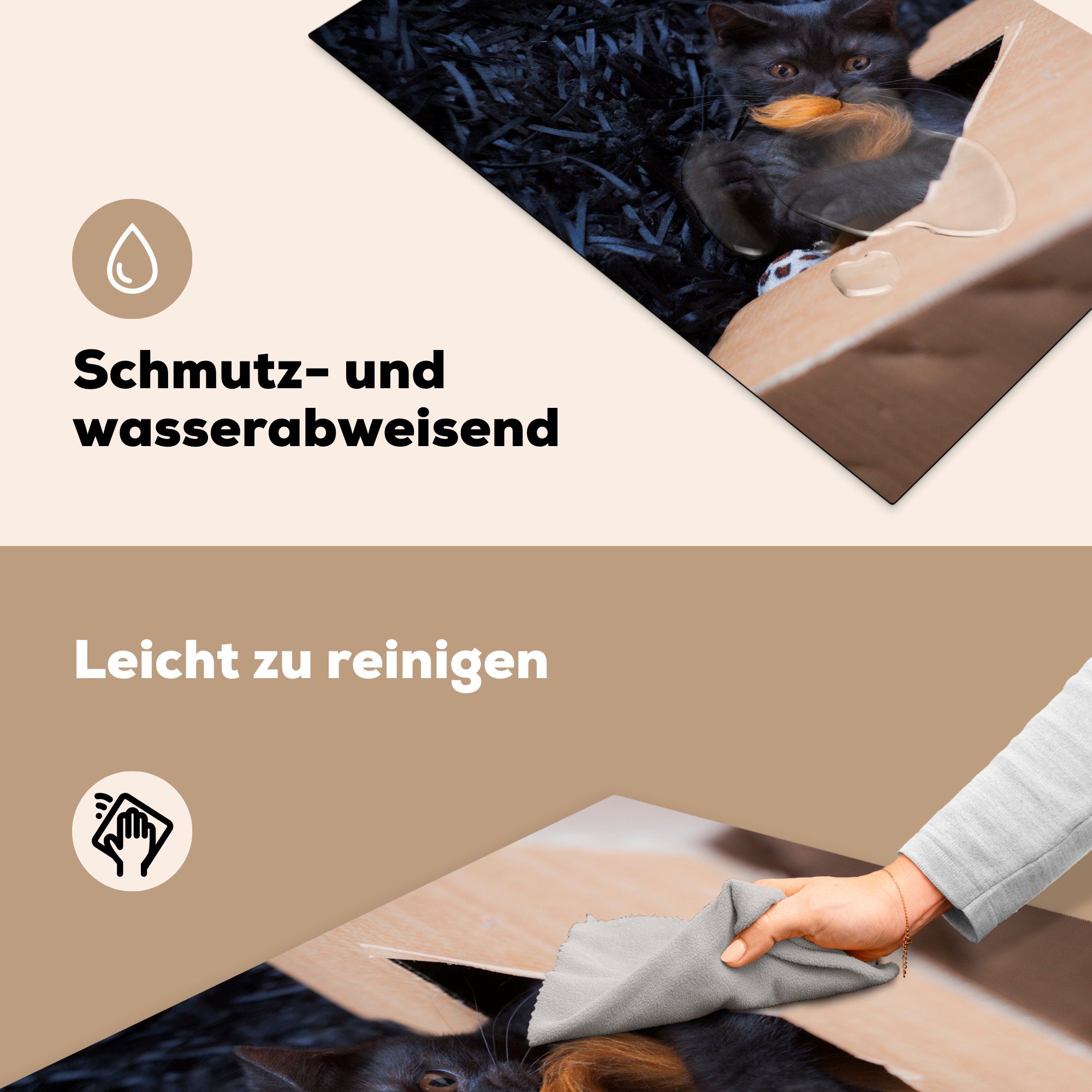 81x52 Ceranfeldabdeckung mit Katze für tlg), Induktionskochfeld MuchoWow (1 küche, Spielzeug, die Herdblende-/Abdeckplatte Vinyl, cm, Schutz