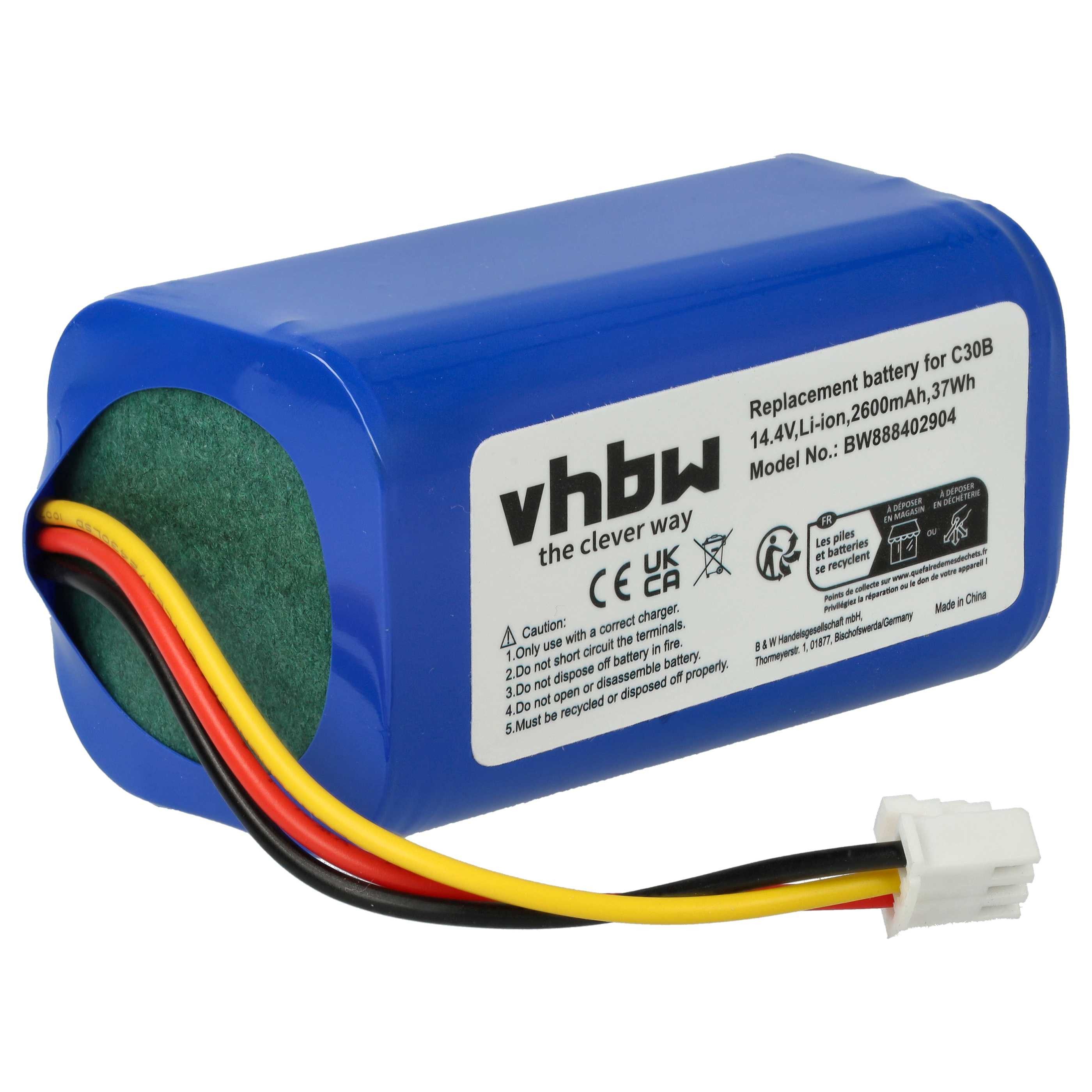 vhbw Akku Ersatz für Arcelik 0312241297, 9178062888, C00915418 für Staubsauger-Akku Akku Li-Ion 2600 mAh (14,4 V, 1 St), Leistungsfähiger Austausch-Akku für Ihren Saugroboter