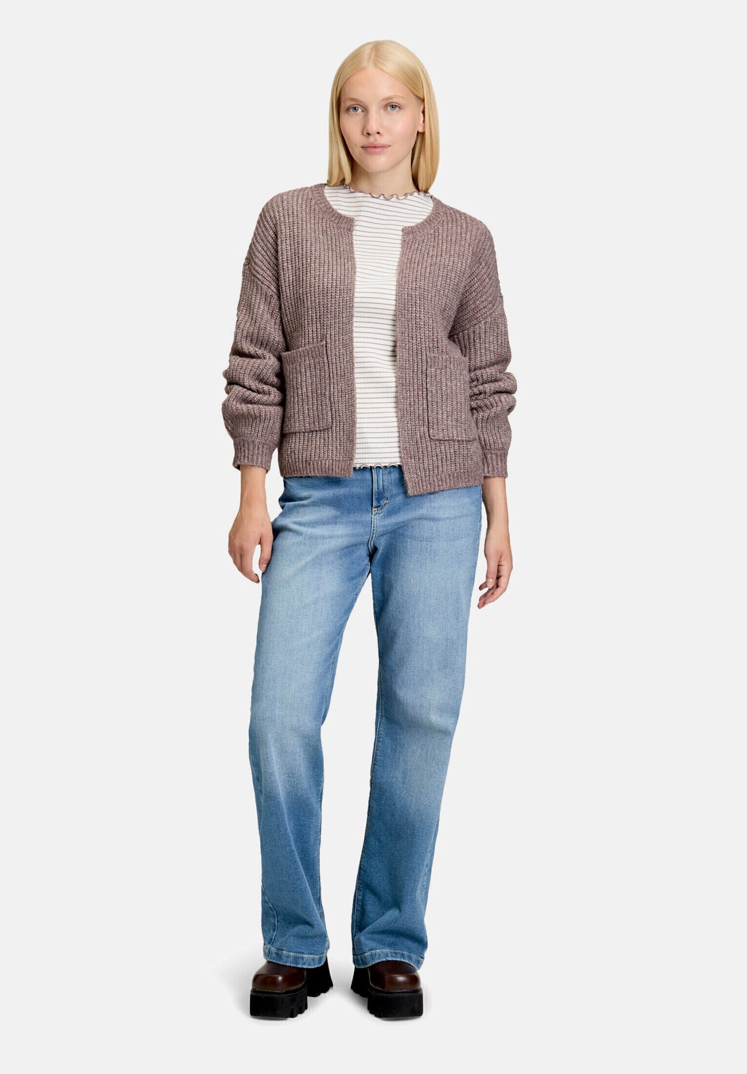 Cartoon Strickjacke Damen mit Taschen (1-tlg)