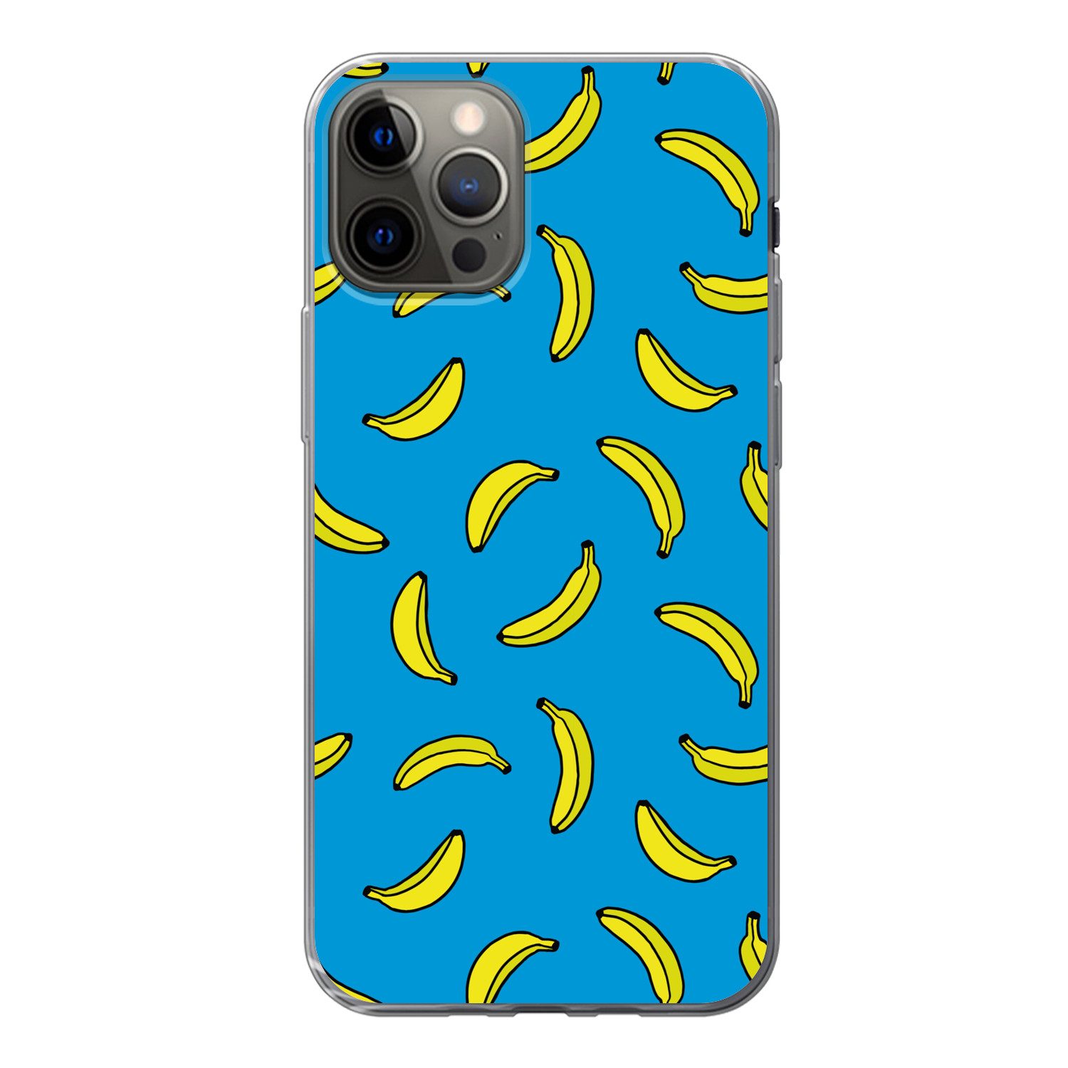 MuchoWow Handyhülle für Apple iPhone 13 Pro Bananen - Gelb - Blau - Druck, Smartphone-Bumper, Print, Handy Schutzhülle Dünn