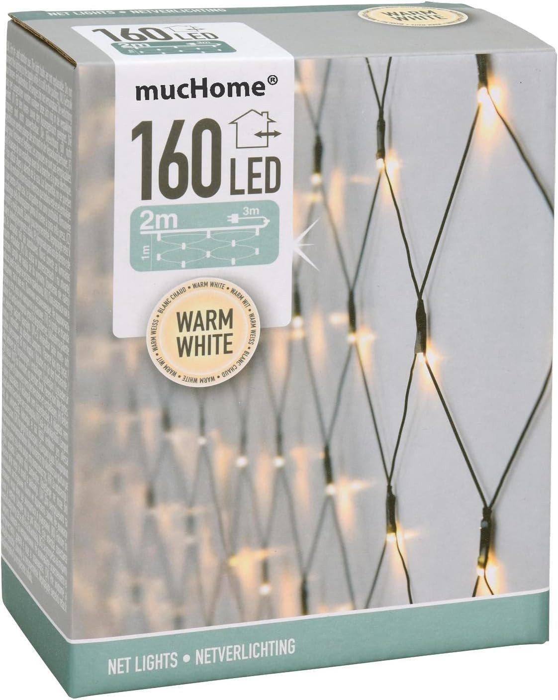 mucHome LED-Lichterkette Lichternetz warmweiß Weihnachtsbeleuchtung