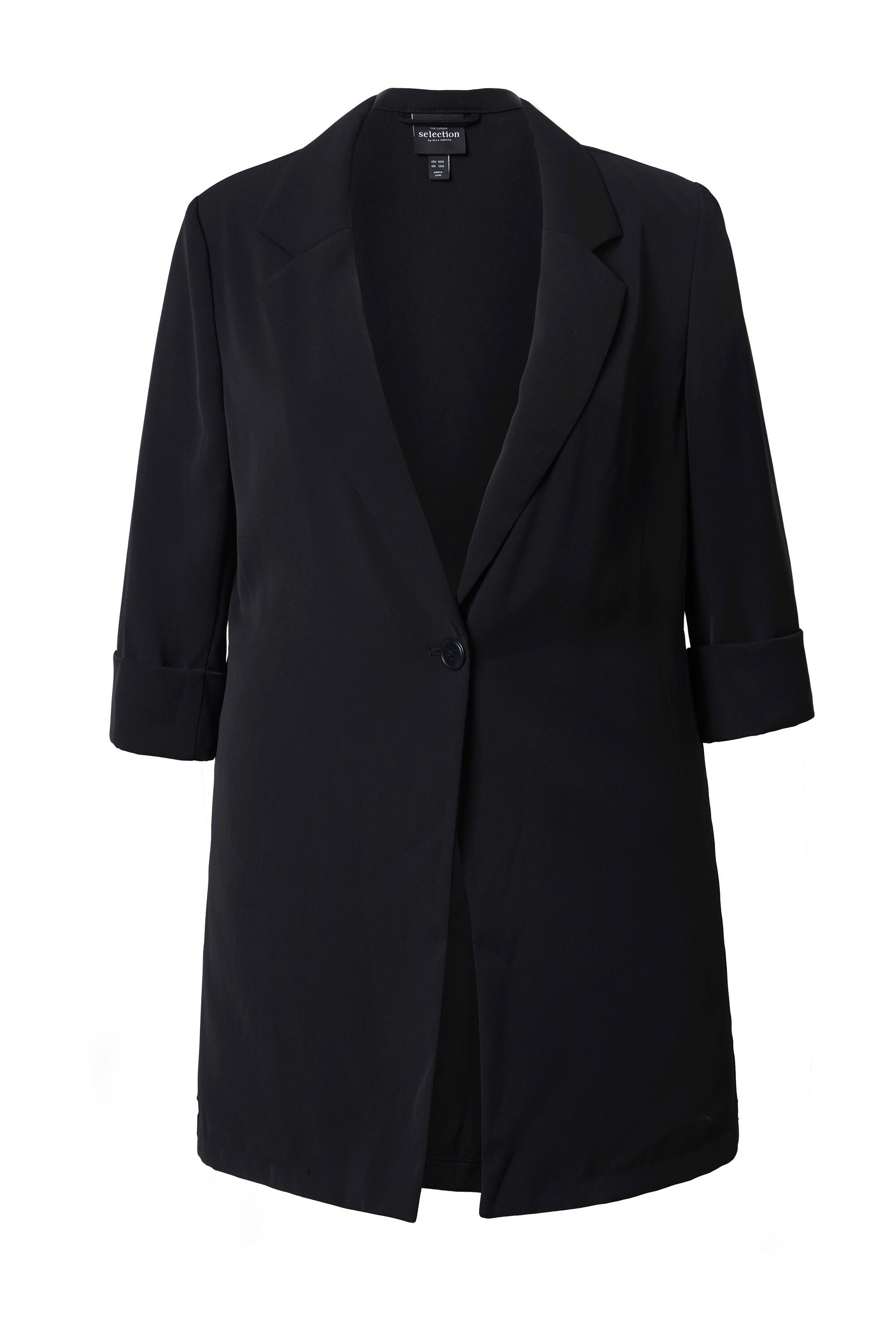 Ulla Popken Blusenblazer Blazer Reverskragen Seitenschlitze 3/4-Arm günstig online kaufen