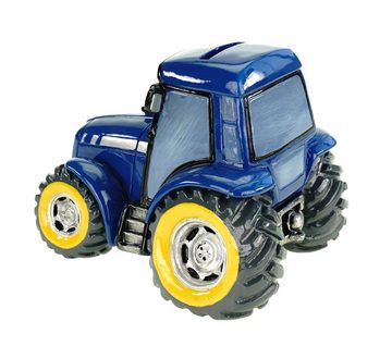 Kremers Schatzkiste Spardose Große Spardose Traktor blau Deko Sparschwein Figur Bauer Bauernhof