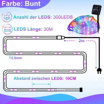 Randaco LED-Lichterschlauch LED Solarleuchte 10m LED Solar Lichterkette Solarleuchten,Bunt