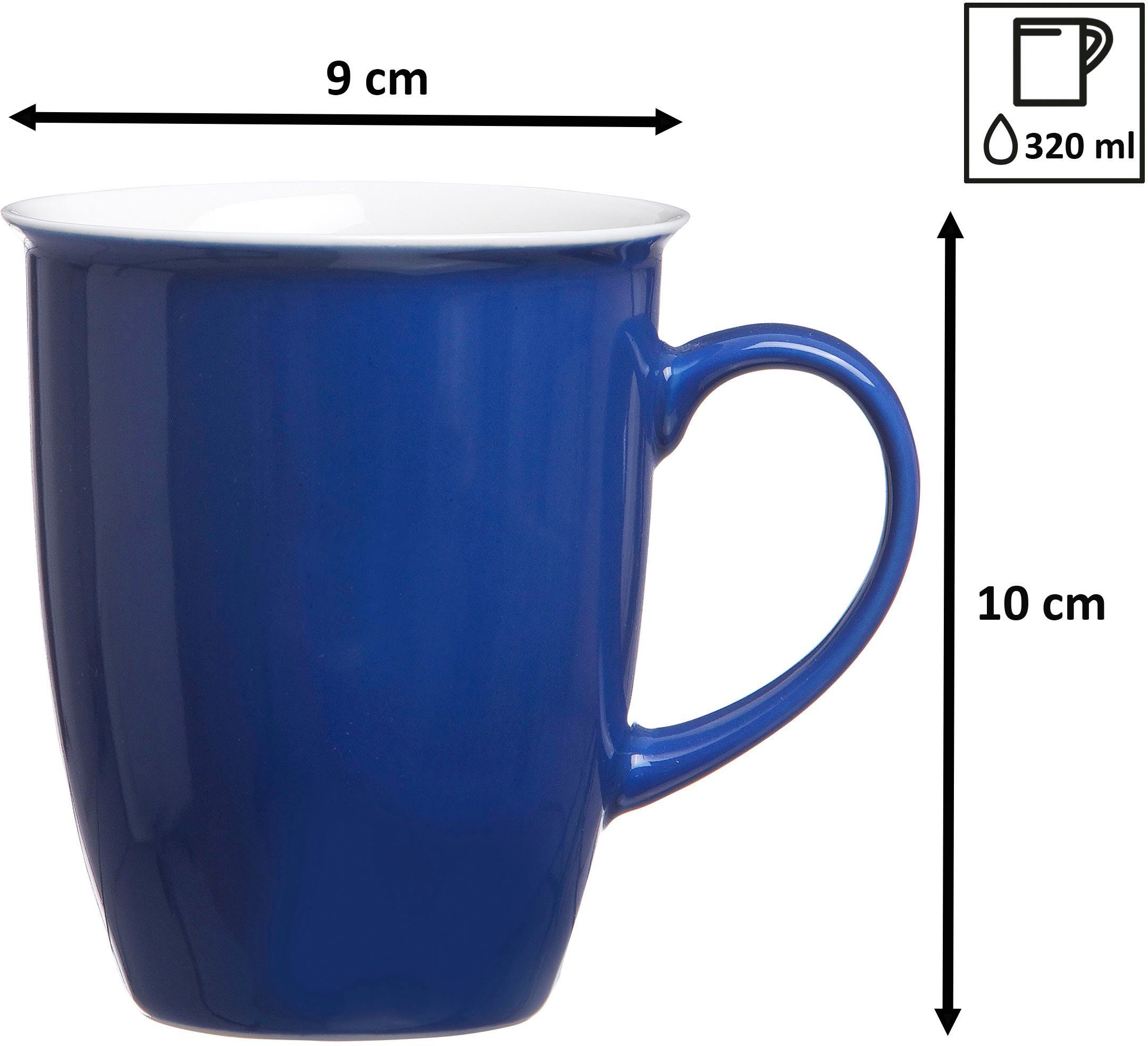 Ritzenhoff & Breker Becher Doppio, 4-tlg., Porzellan, 4-teilig