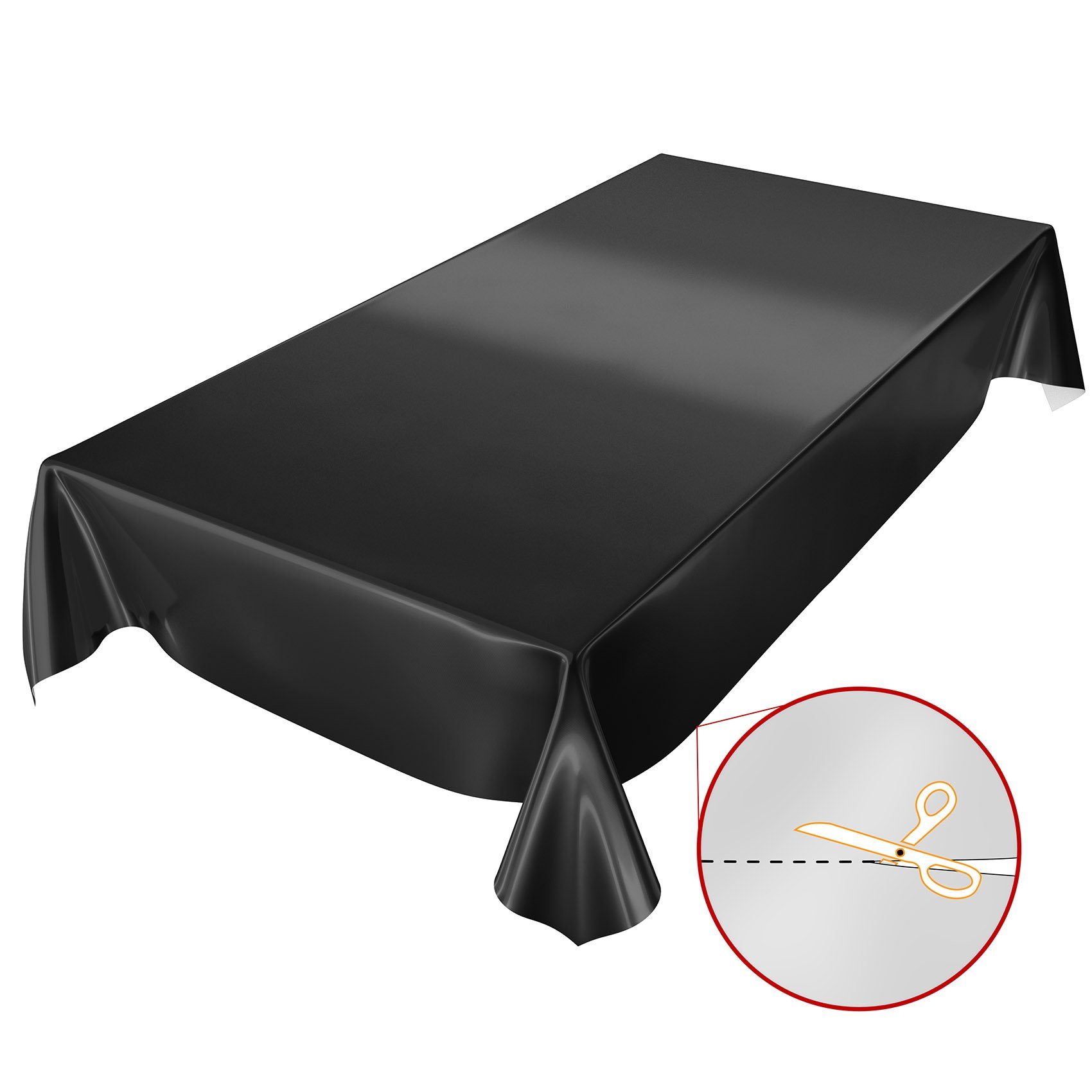ANRO Tischdecke Uni Schwarz Tischdecke Glanz abwischbar Glatt Wachstucht, Wachstuch Einfarbig