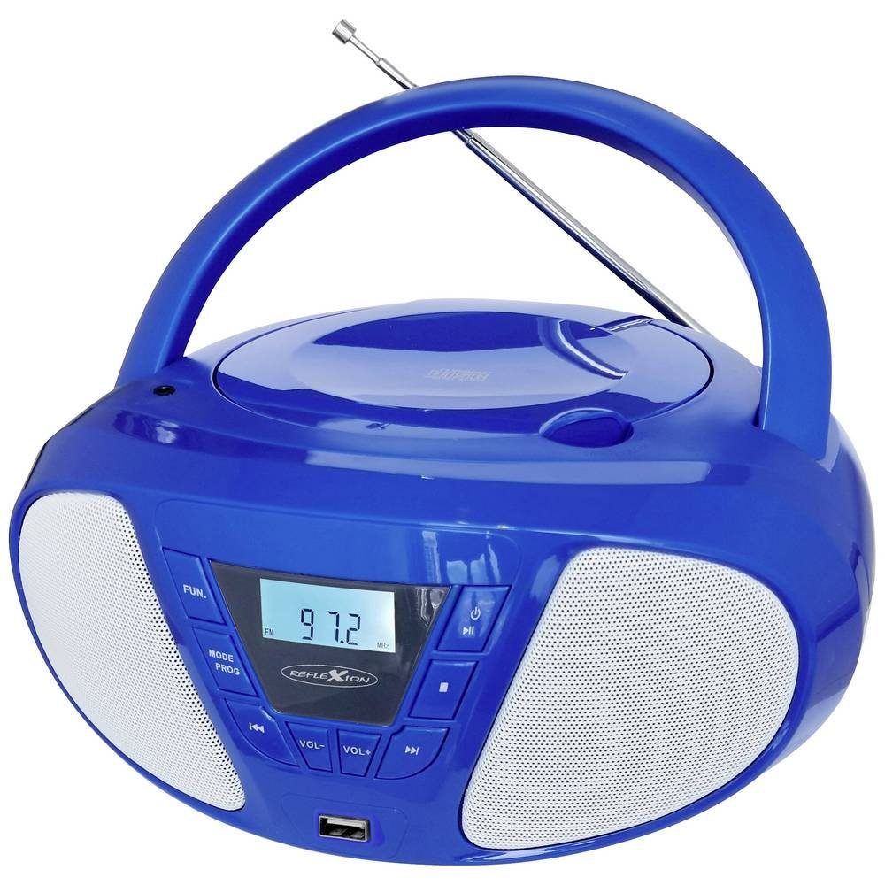 Reflexion Boombox mit Radio, CD, USB und AUX-IN Radio blau
