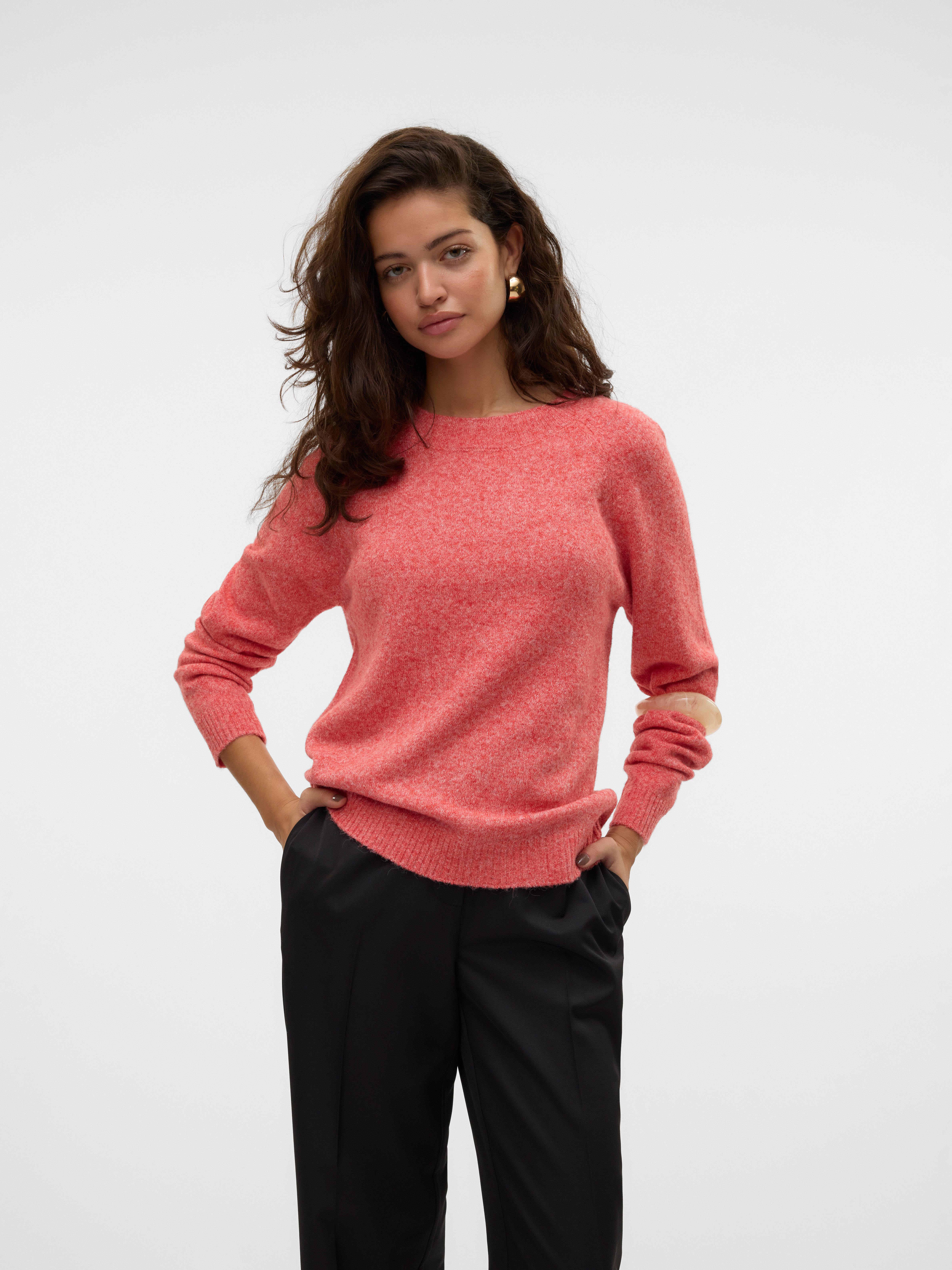 Vero Moda Rundhalspullover VMDOFFY LS O-NECK BLOUSE GA NOOS Materialmix, regular fit
