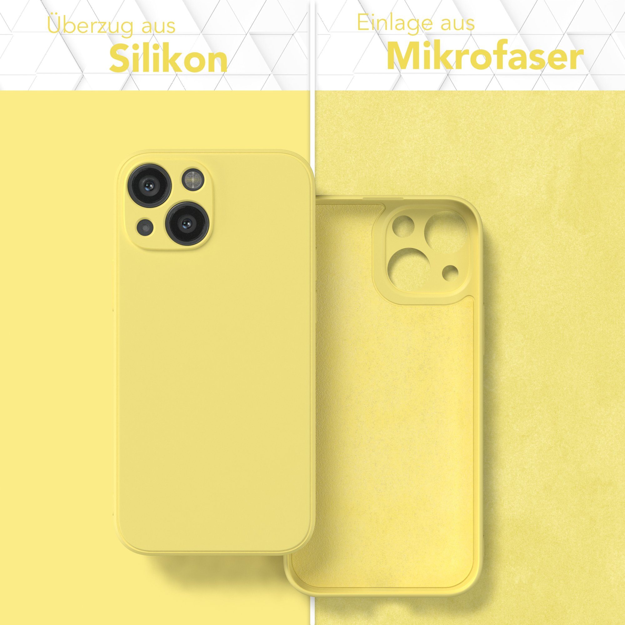 EAZY CASE Handyhülle für Apple iPhone 13 Mini Hülle Silikon 5,4 Zoll, Handy Softcase stoßfest Hülle mit Kameraschutz bumper TPU Hülle Gelb