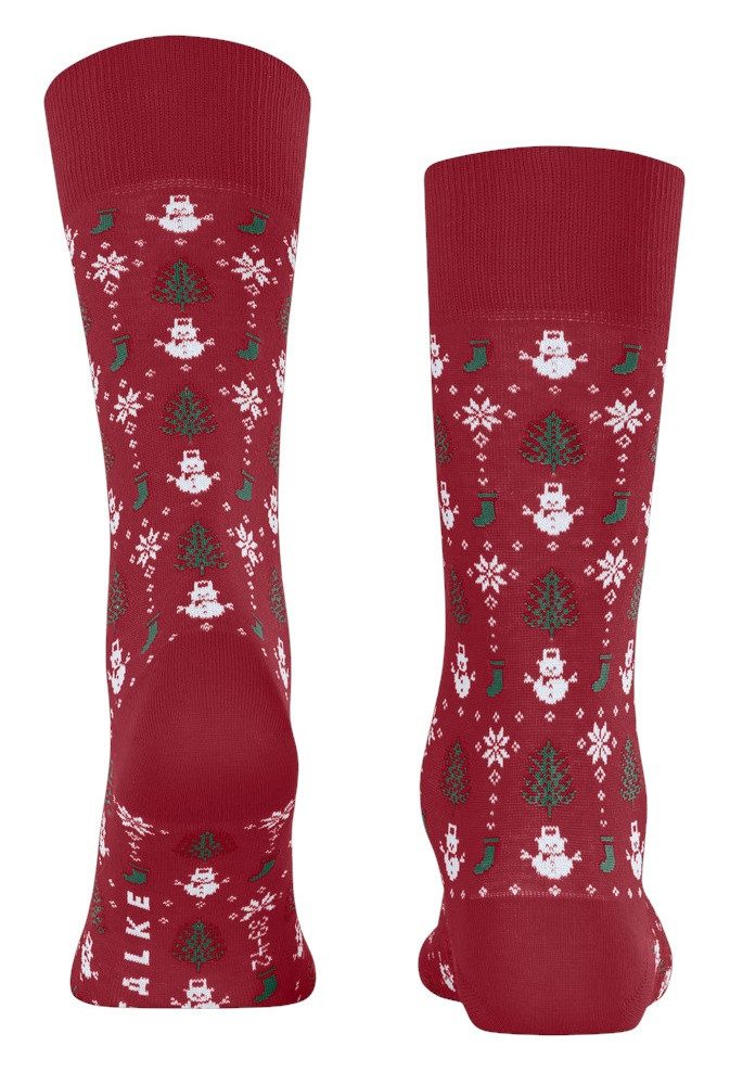 FALKE Socken Tagessocke Merry Party (Baumwolle, Weihnachten) rot Herren - 1 Paar