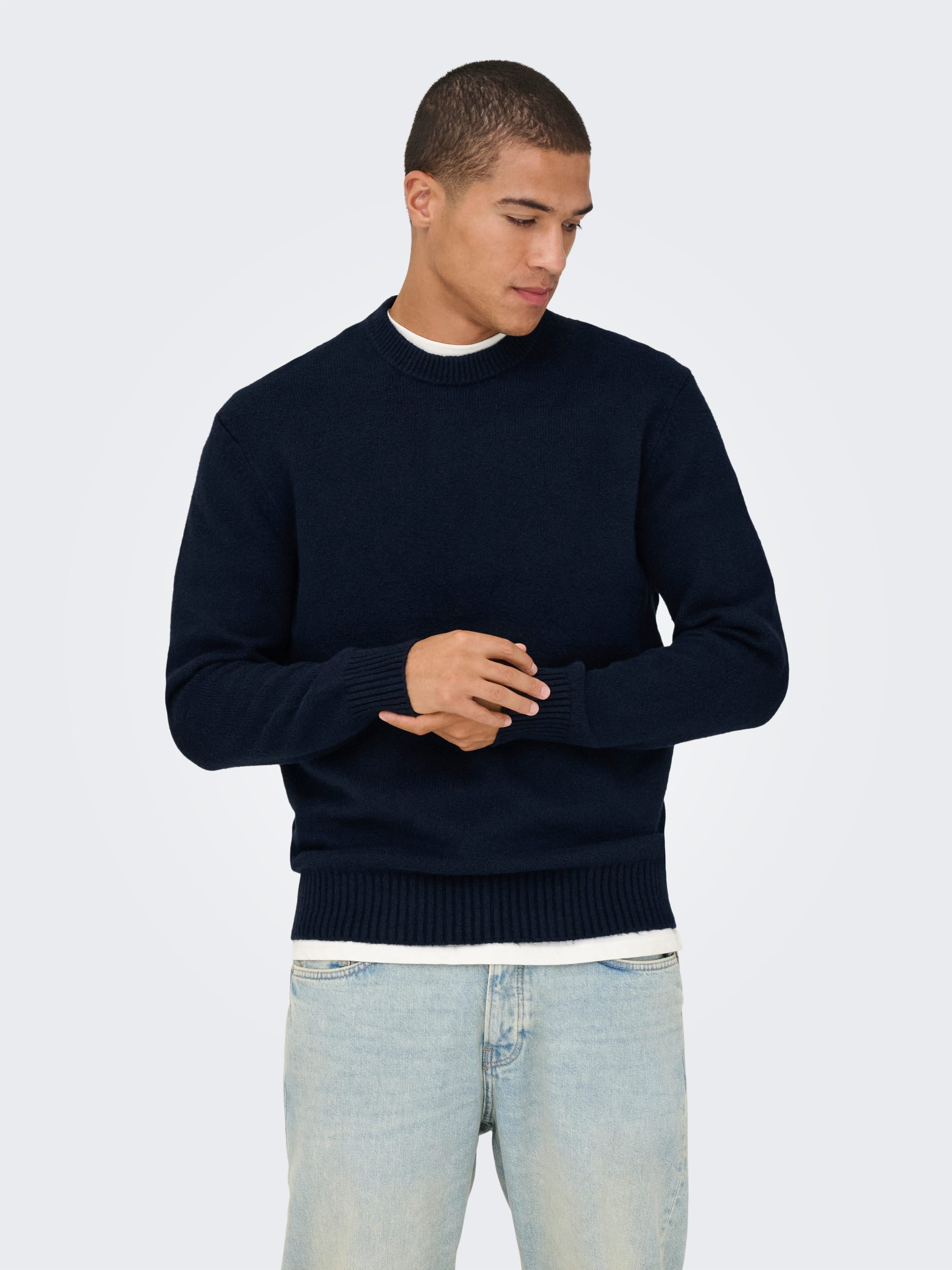 ONLY & SONS Rundhalspullover ONSJAMES RLX CREW KNIT Baumwollmischung, relaxed fit