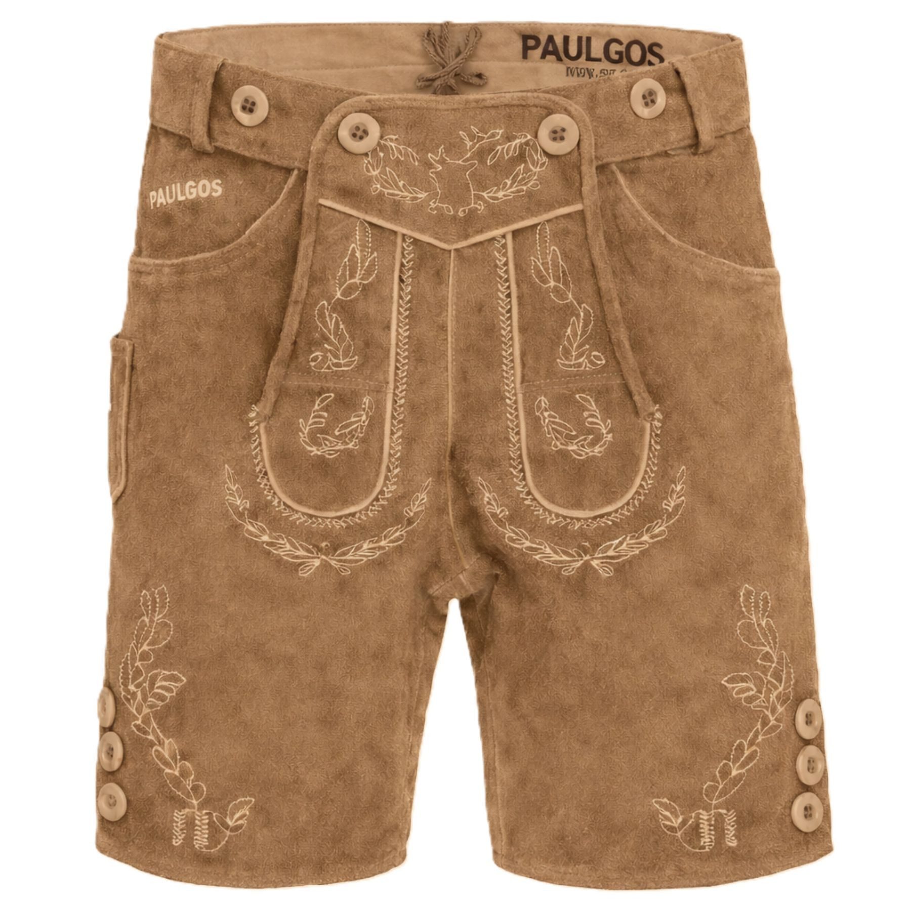 PAULGOS Trachtenhose Herren Lederhose Kurz mit Trägern 100% Echtleder - HK1